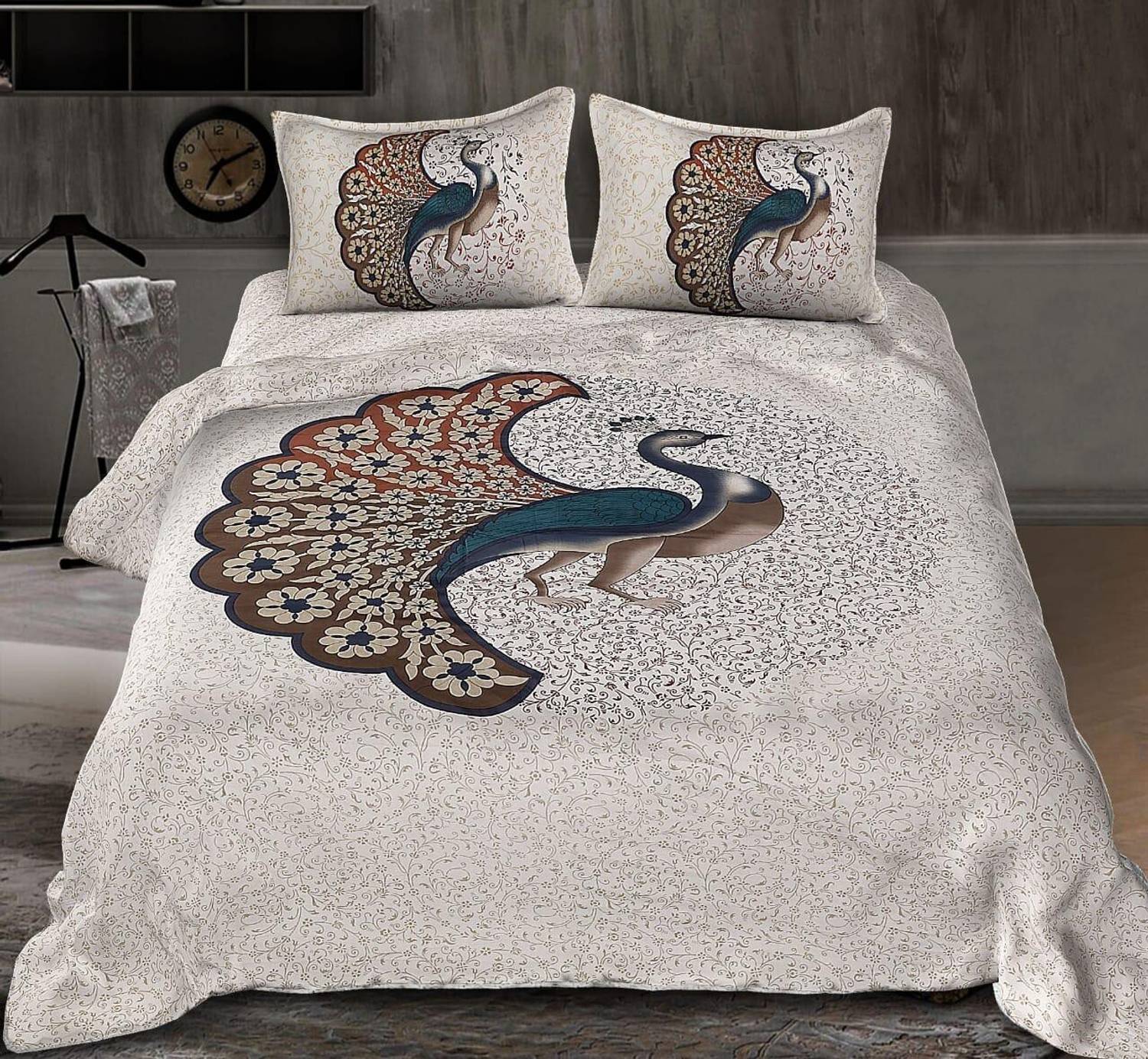 Ananta Cotton Double Flat 180 TC Jaipuri Prints 1 Bedsheet with 2 Pillow Covers