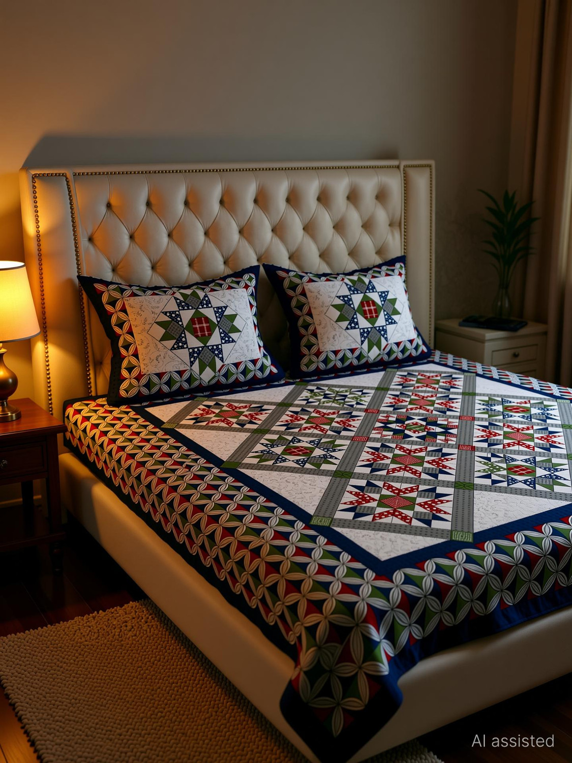 Image of MONAYRA Cotton Double Flat 144 TC Jaipuri Prints 1 Bedsheet with 2 Pillow Covers