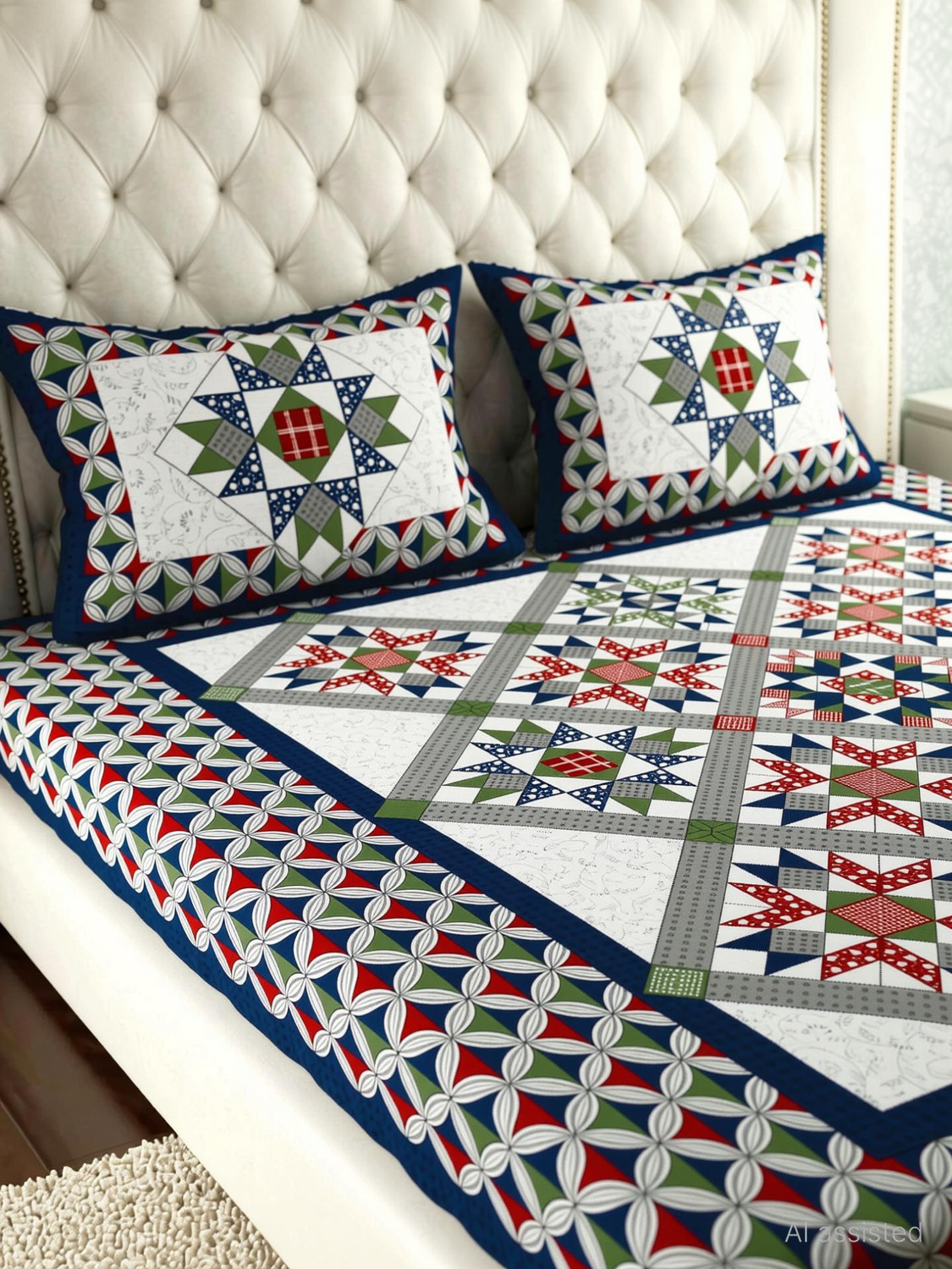 Image of MONAYRA Cotton Double Flat 144 TC Jaipuri Prints 1 Bedsheet with 2 Pillow Covers