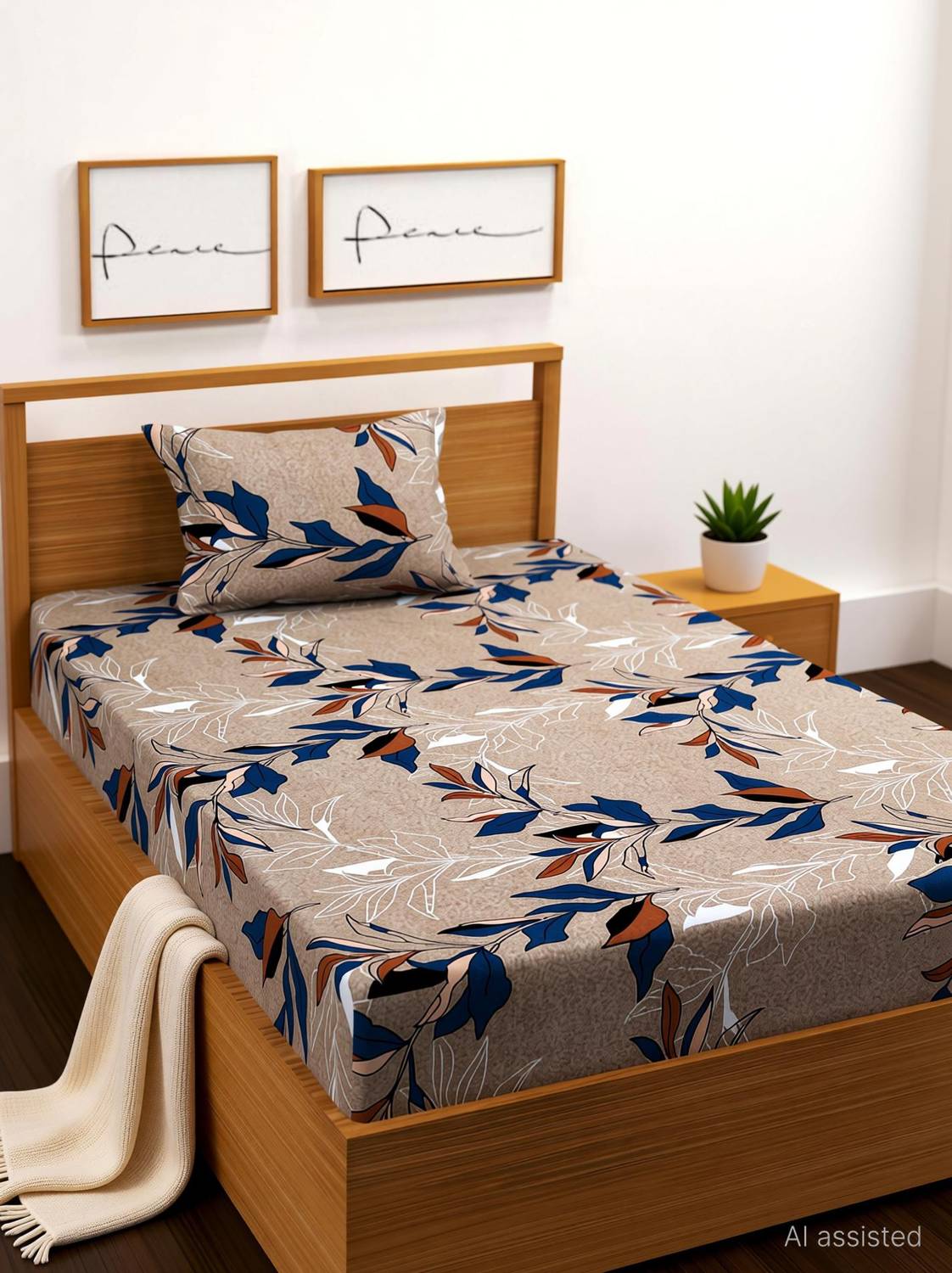 BLUEDOT Cotton Single Flat 200 TC Geometric 1 Bedsheet