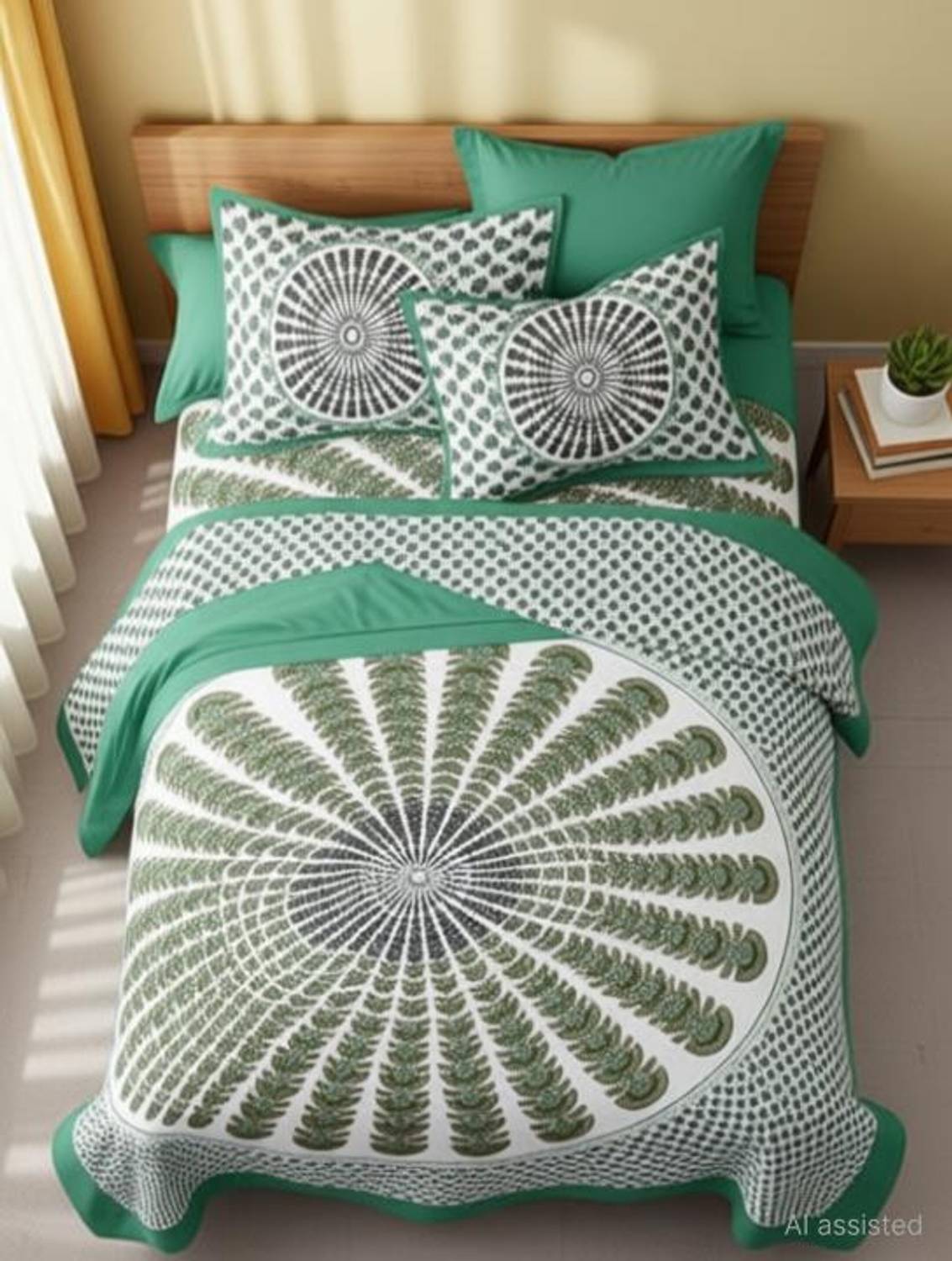 100% cotton bedsheet Cotton Double Flat 300 TC Printed 1 Bedsheet with 2 Pillow Covers