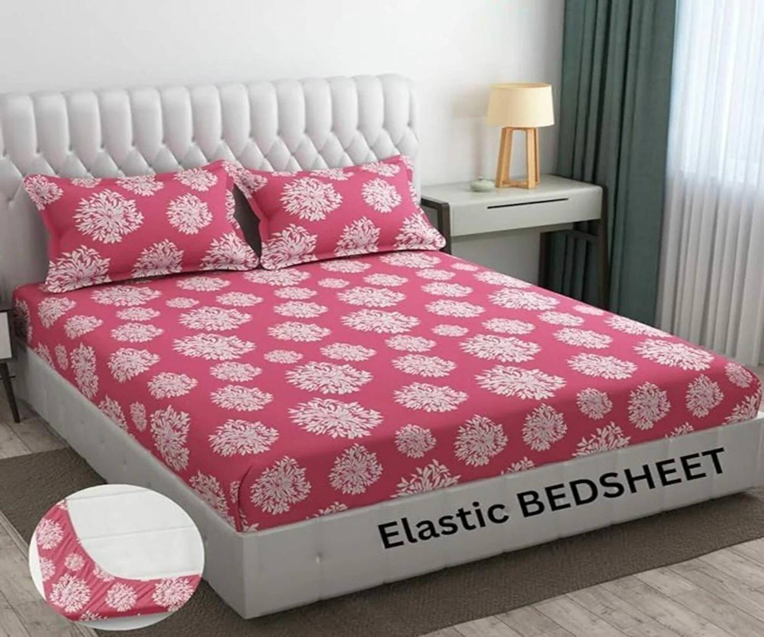 A11 M@LL Microfiber Double Fitted (Elastic) 250 TC Floral 1 Bedsheet with 2 Pillow Covers