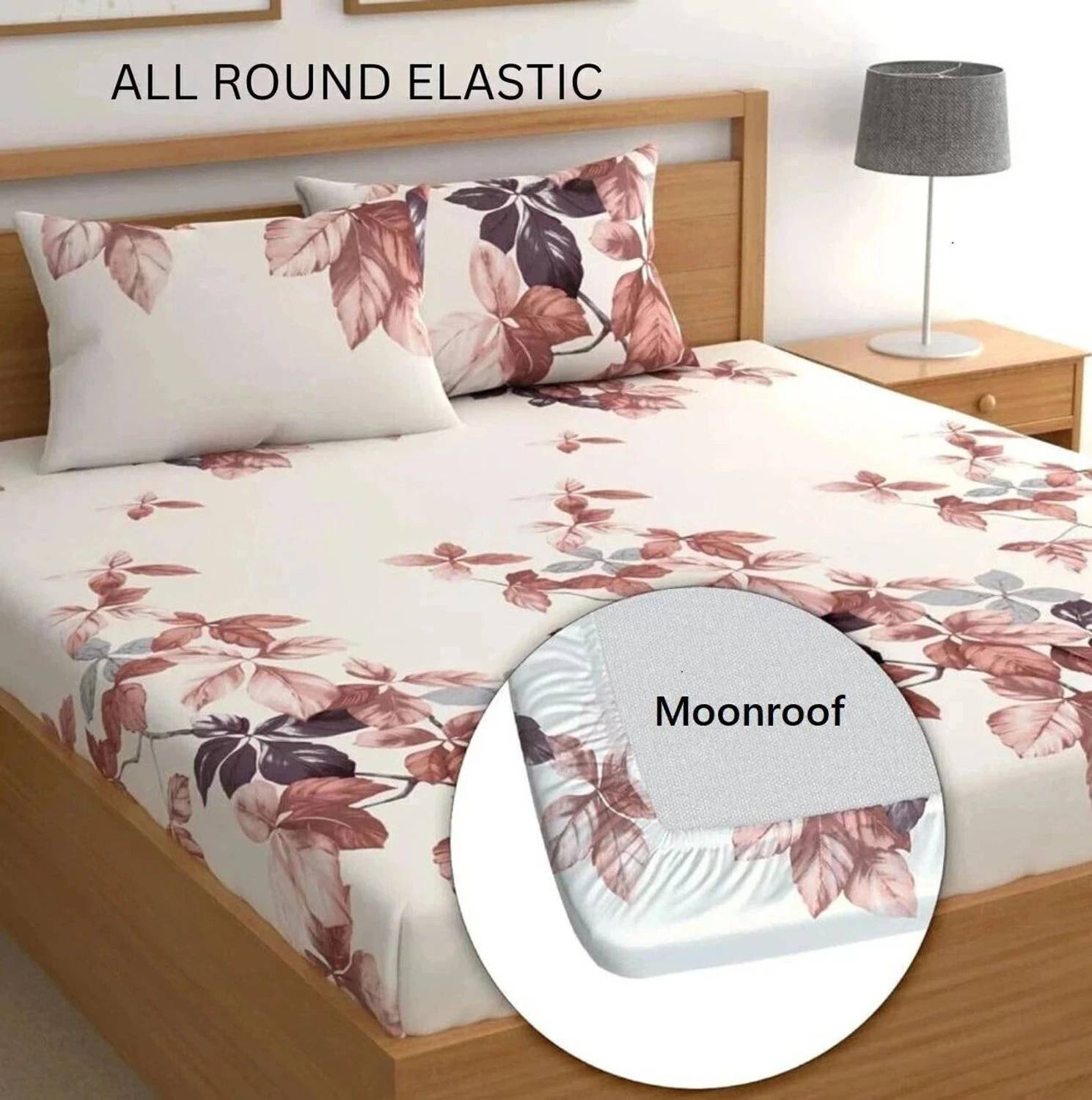 Moon Drape Cotton Double Fitted (Elastic) 244 TC Printed 1 Bedshe