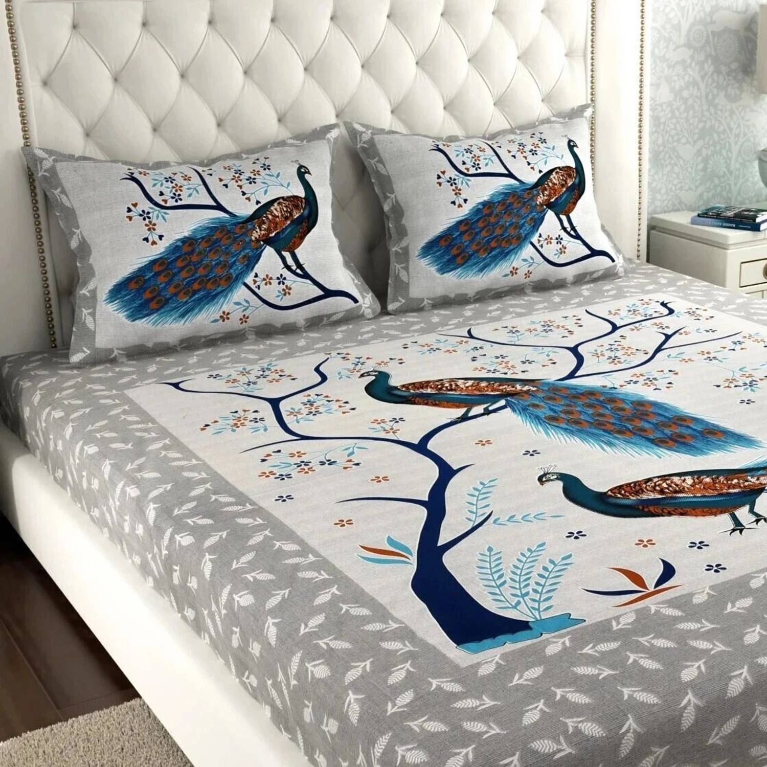 Leo Creation Cotton Double Flat 144 TC Jaipuri Prints 1 Bedsheet
