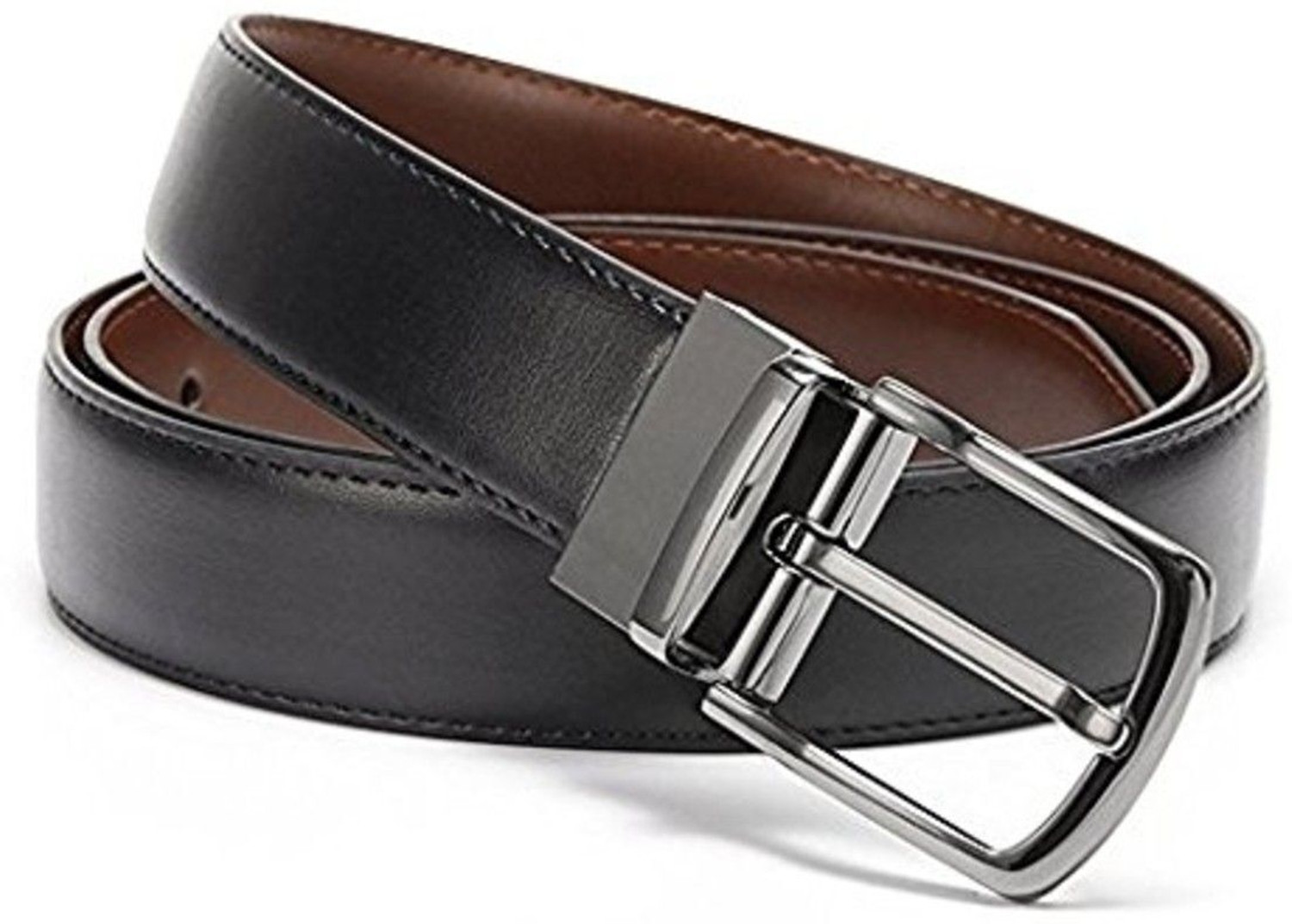 Image of URBAN ALFAMI Men Casual, Party, Formal, Evening Black Texas Leatherite Reversible Belt