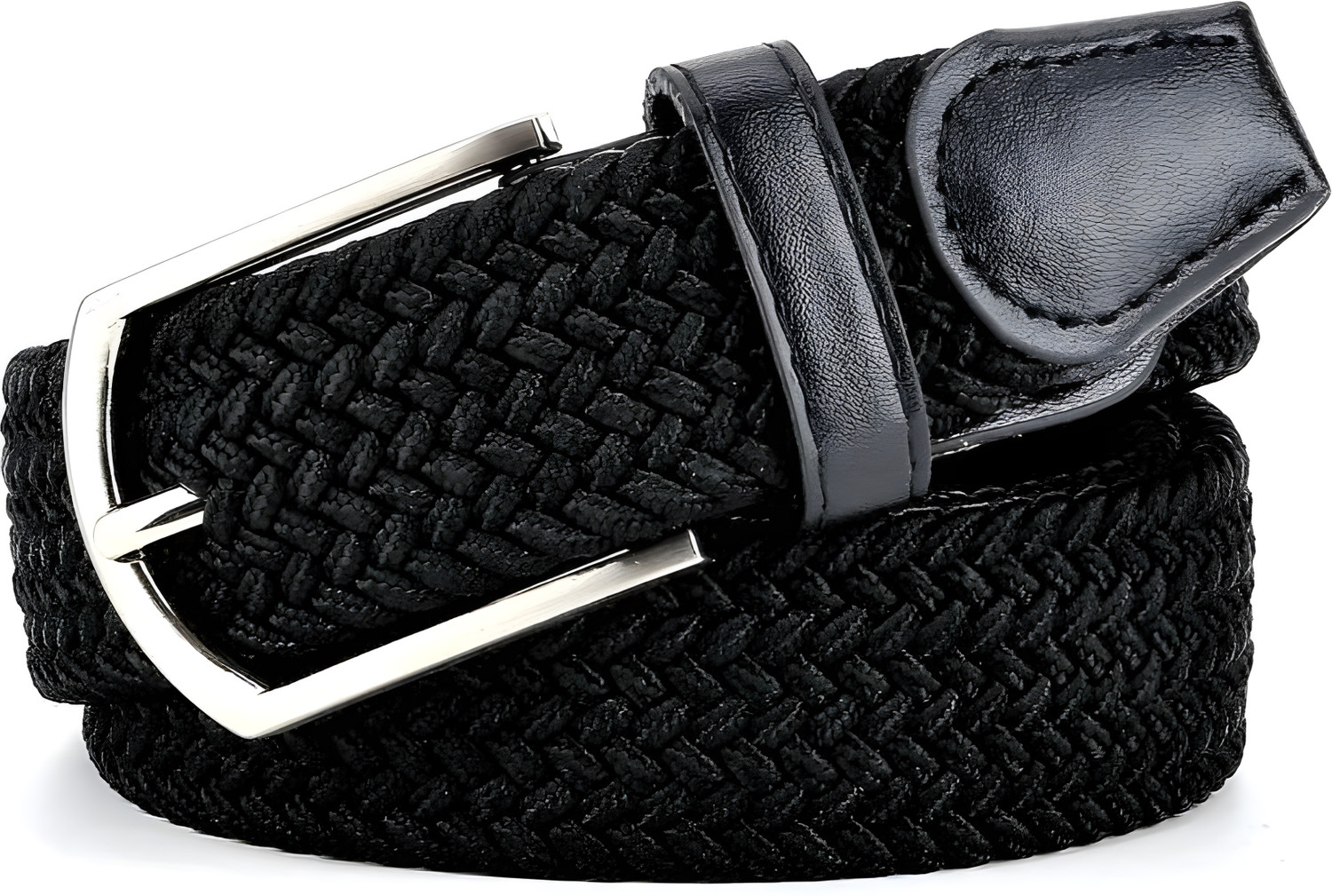 Image of FITKNOT Men & Women Casual, Formal, Party Black Canvas Belt