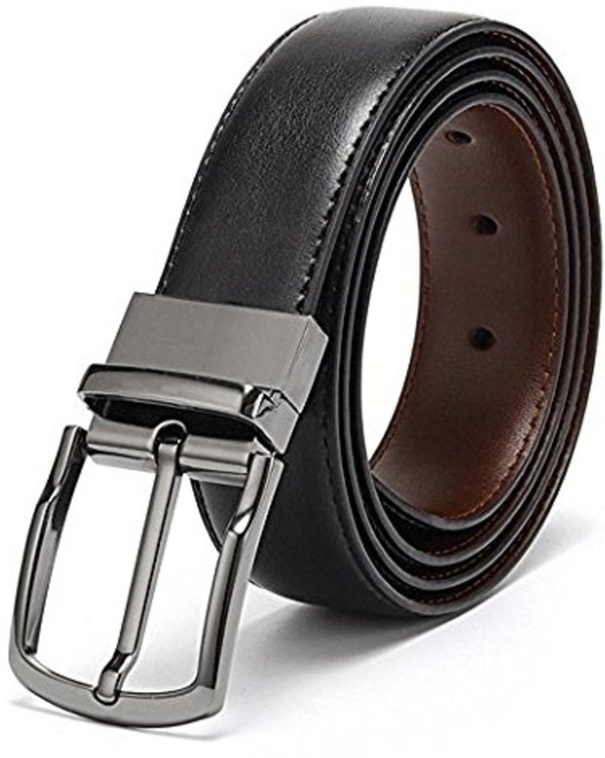 Image of URBAN ALFAMI Men Casual, Party, Formal, Evening Black Texas Leatherite Reversible Belt