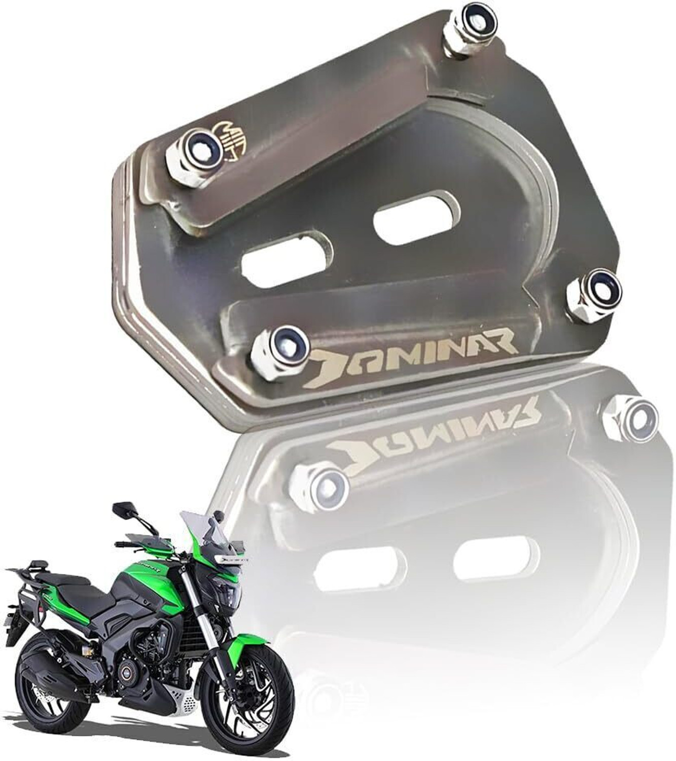 Image of Moto Genius Stainless Steel Side Stand Extender for Dominar 250 & 400 Bike Crash Guard