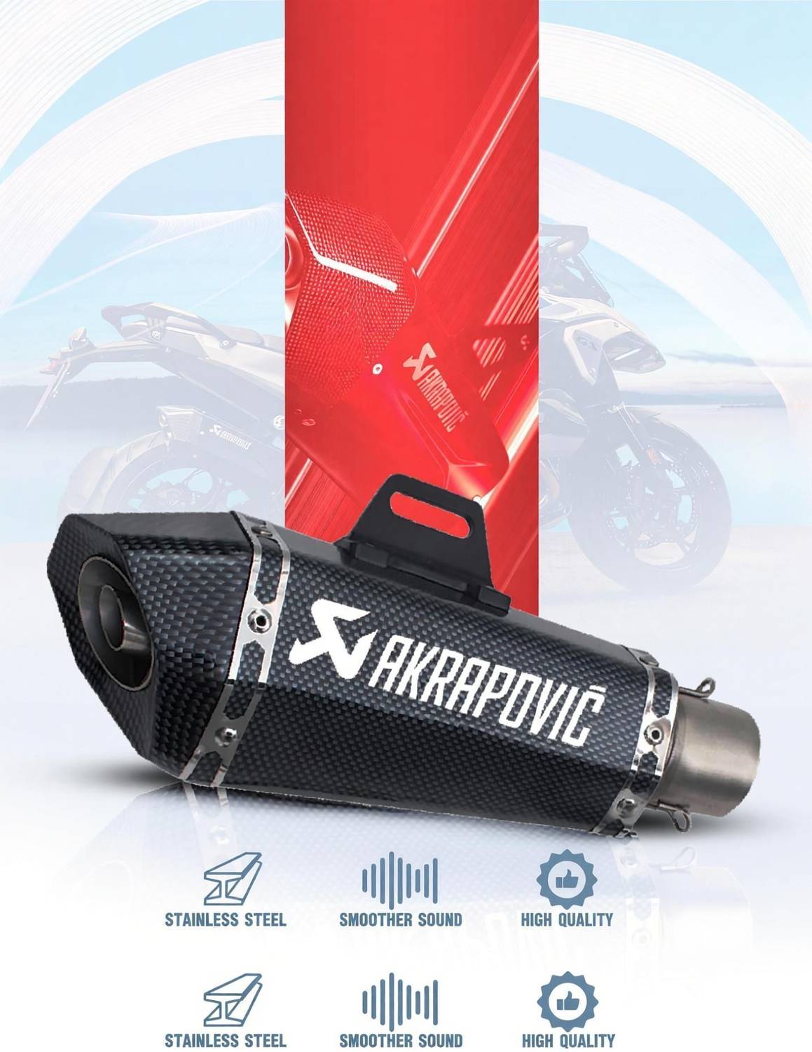 automunk Universal Bike Full Exhaust System - Image 2