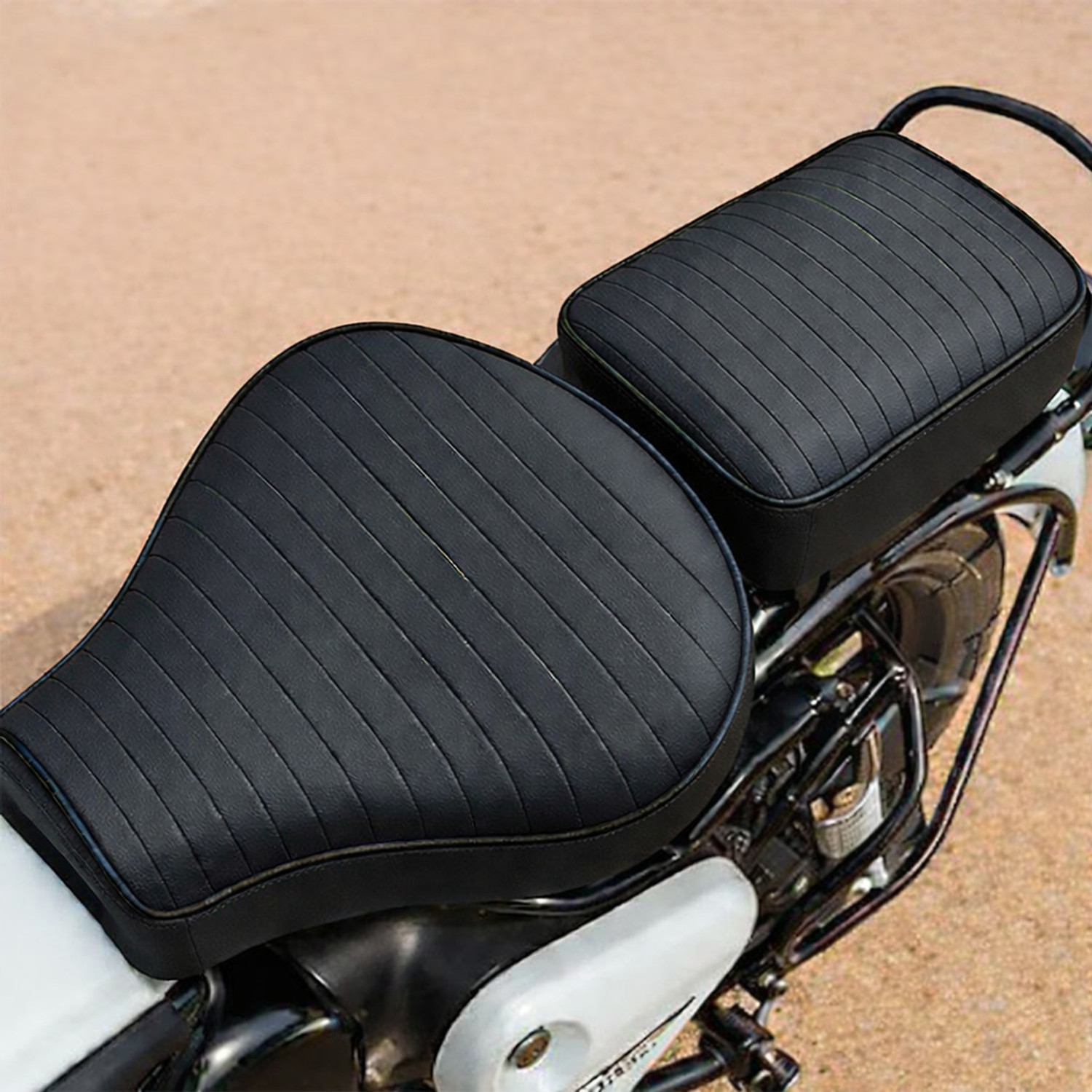 Image of ignitex Waterproof Z Black Premium Leather Split Bike Seat Cover For Royal Enfield Bullet, Bullet Classic, Classic, Classic 350, Classic 500, Classic Desert Storm