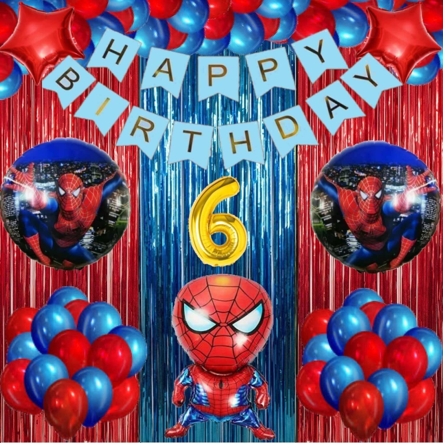 AERLOONZILLA 6th Spiderman Theme Birthday Decoration Items Kit for Boys