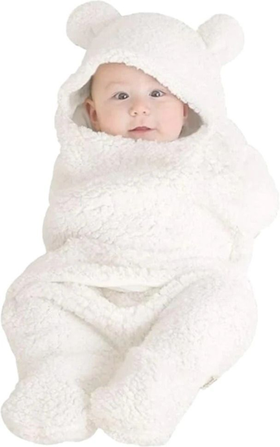 Image of BUMTUM Solid Crib Hooded Baby Blanket for AC Room