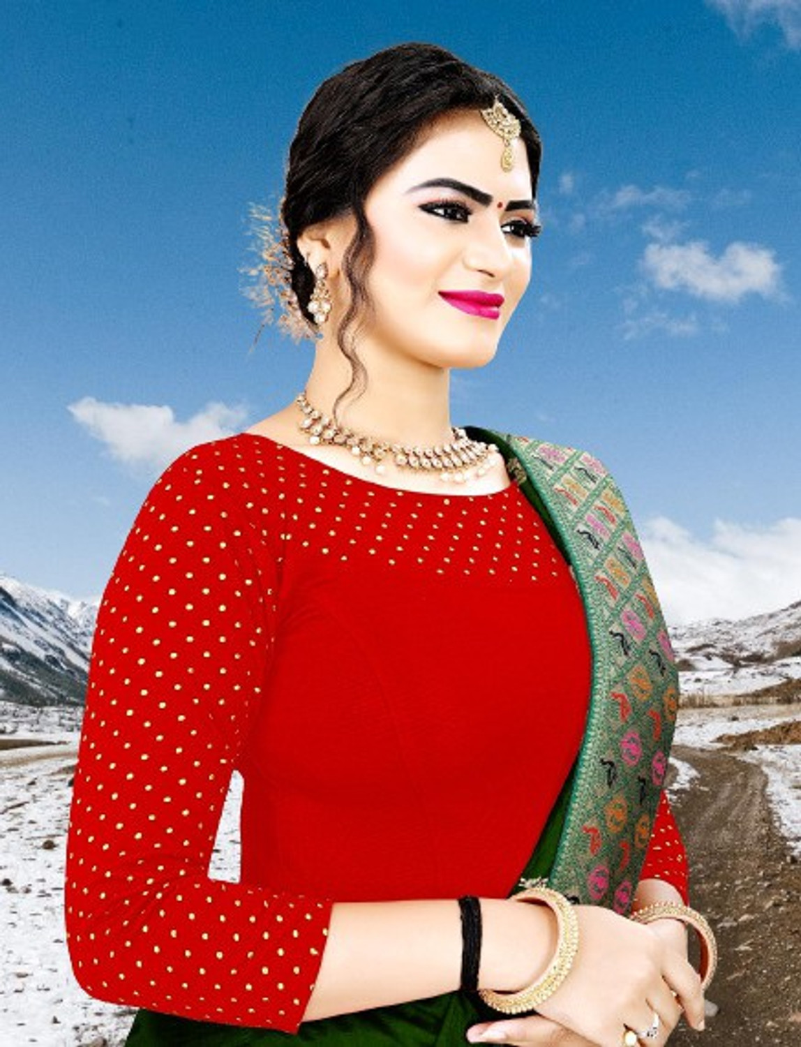 Image of Anaisha Women Round Neck 3 /4 Sleeve Blouse
