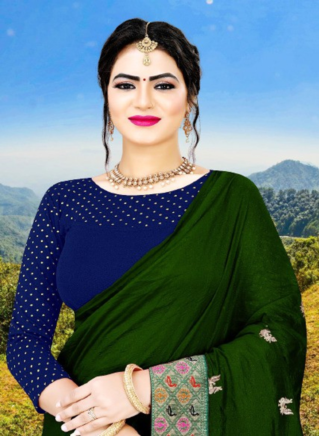 Image of Anaisha Women Round Neck 3 /4 Sleeve Blouse