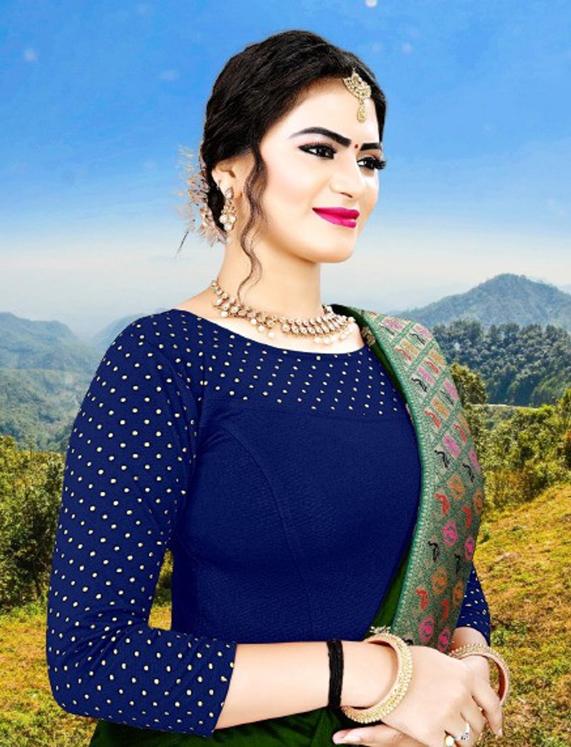Image of Anaisha Women Round Neck 3 /4 Sleeve Blouse