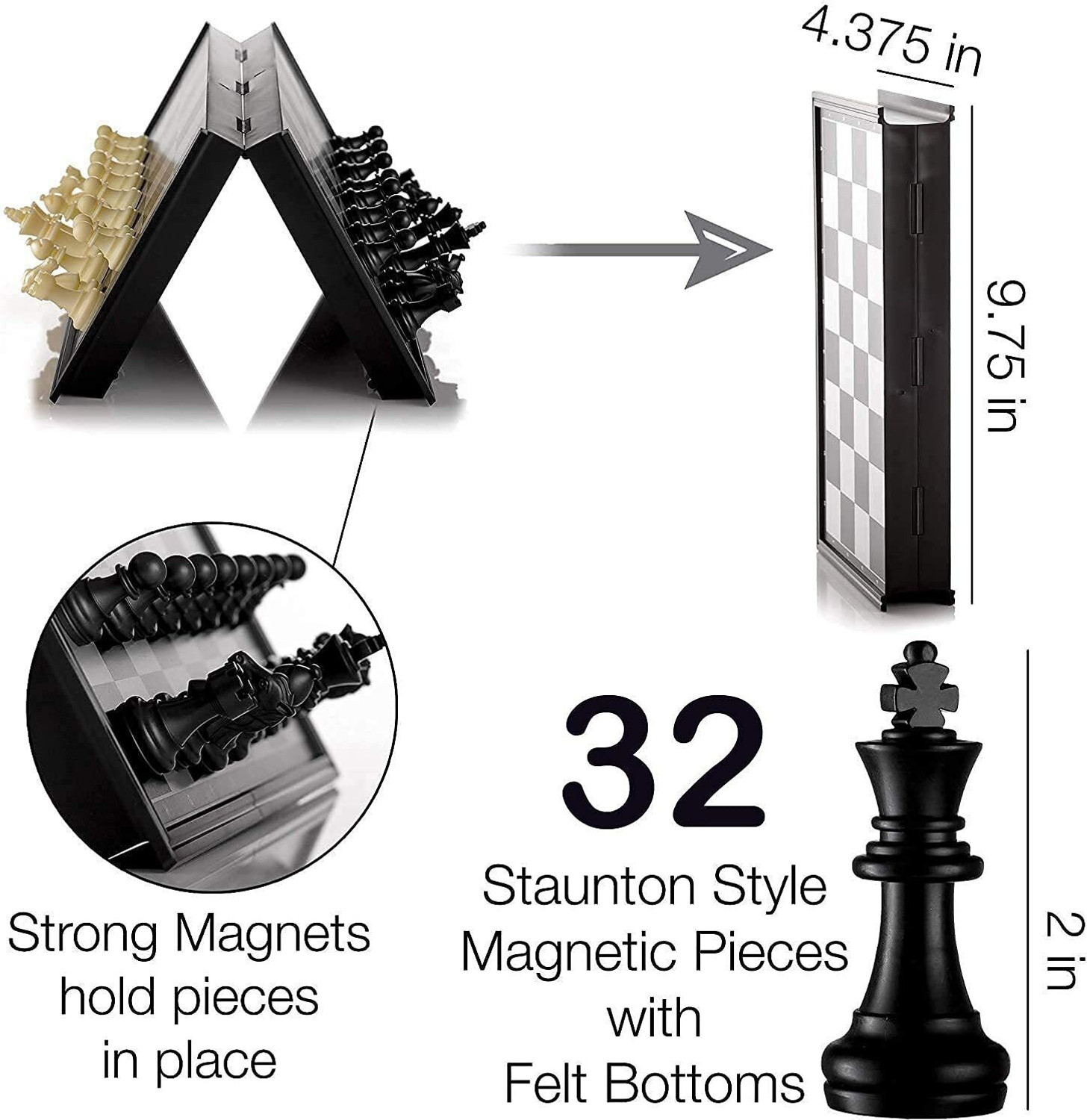 Image of Bestie toys Magnetic Travel Chess Set with Folding Chess Board 10*10*0.78 inch Toys for All Gen Educational Board Games Board Game