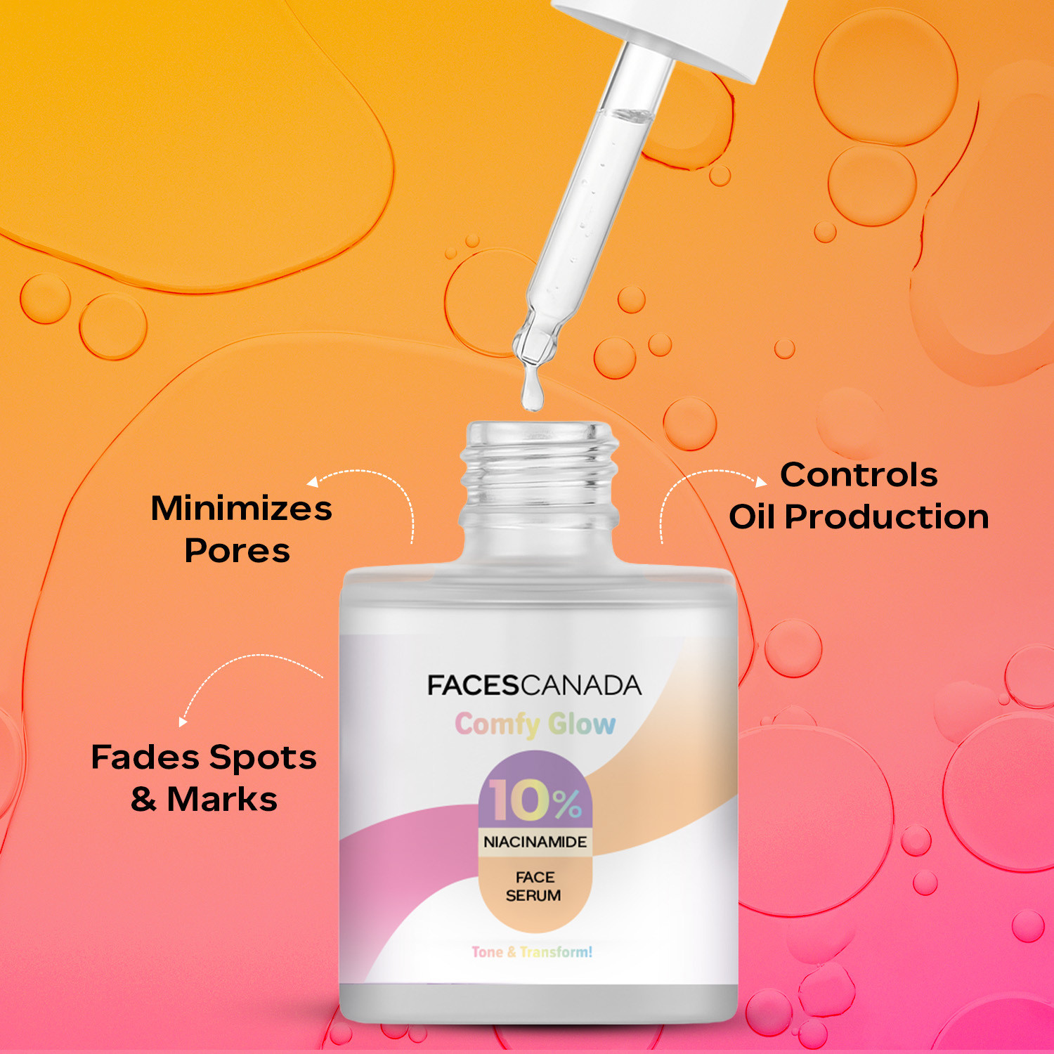 Image of FACES CANADA Comfy Glow 10% Niacinamide Face Serum | Controls Oil | Fades Spots & Marks