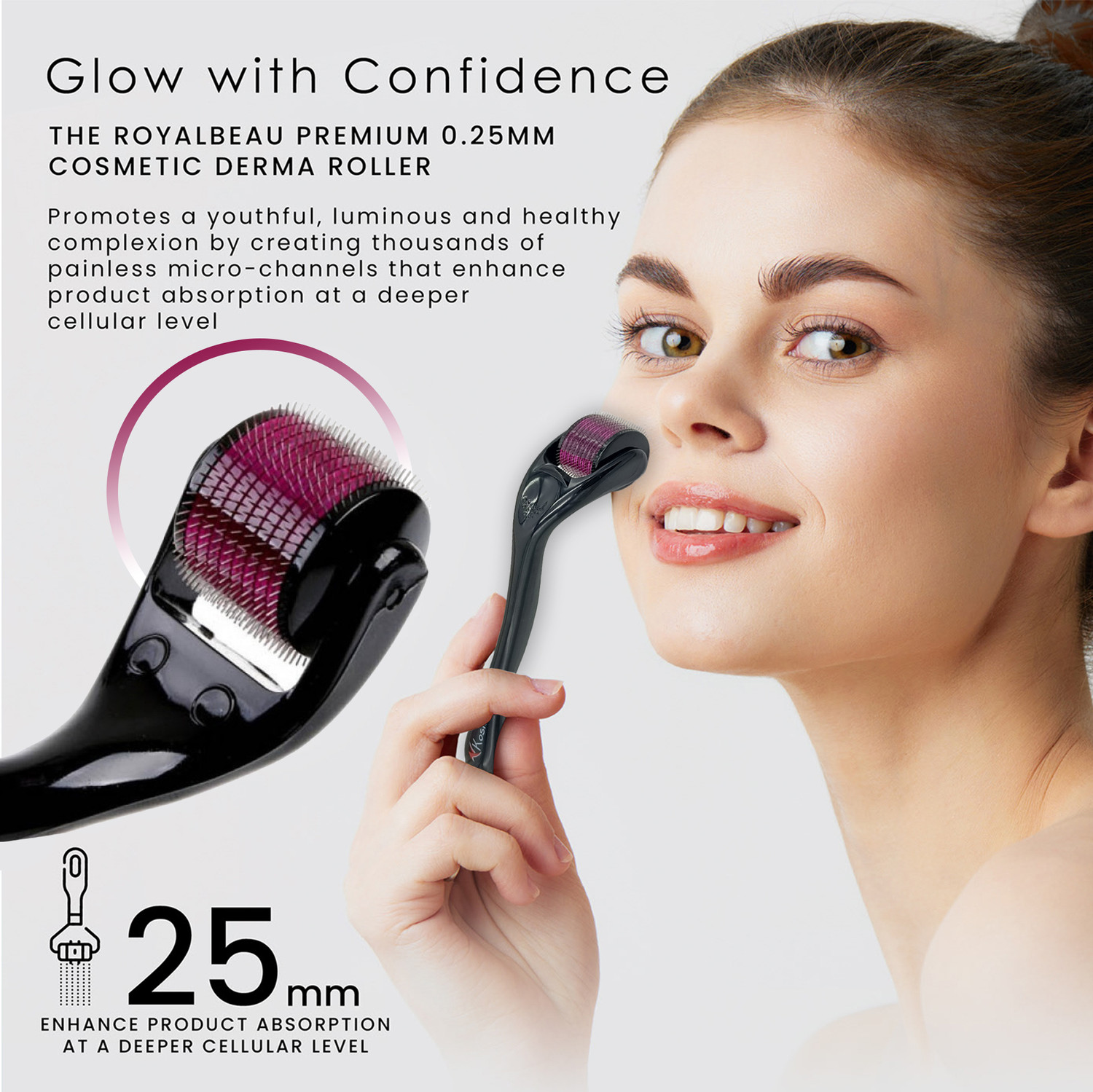Image of Kostech KDR 0.5mm with 540 Titanium Derma Roller For Anti-aging, Anti-wrinkle, Acne Scar Removal