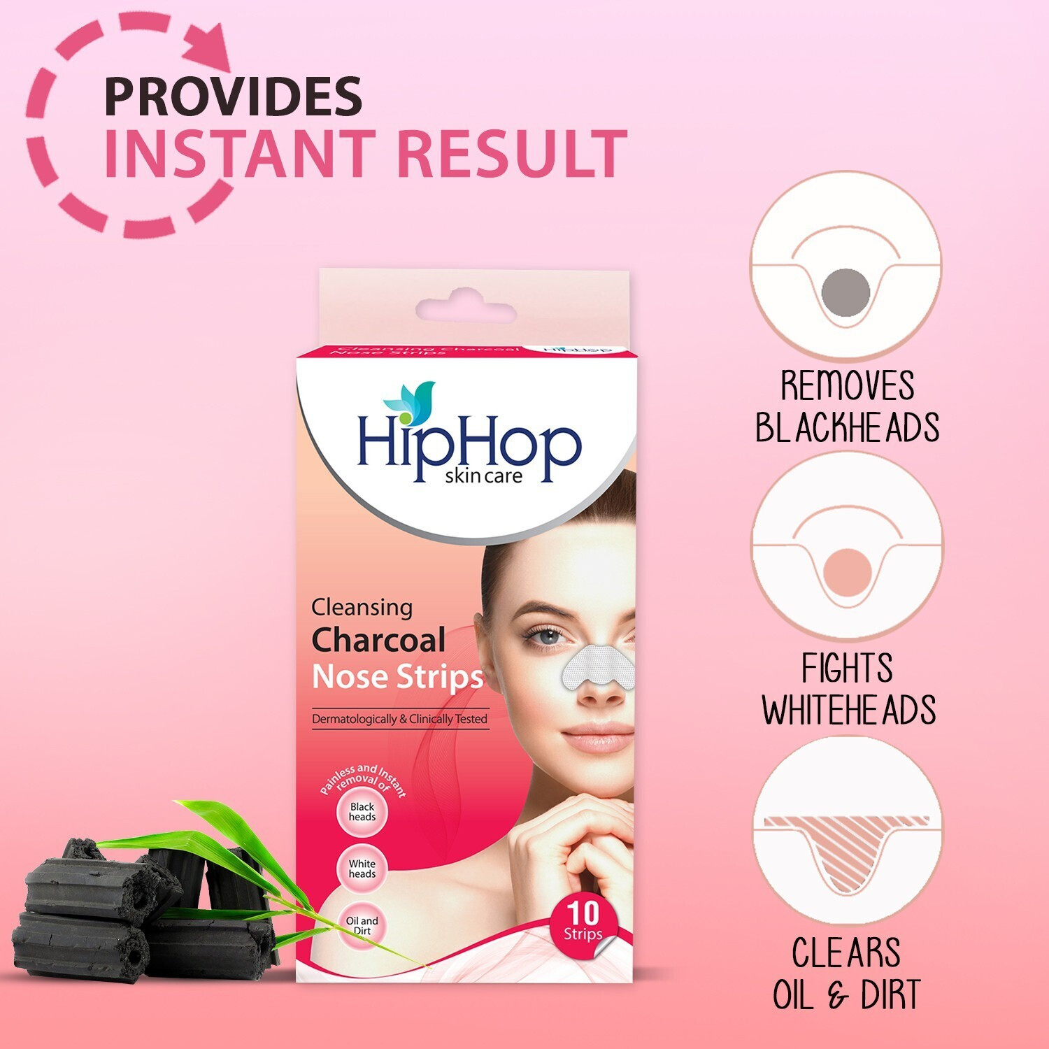 Image of HipHop Skincare Skin Care Charcoal Blackhead Remover Nose Strips