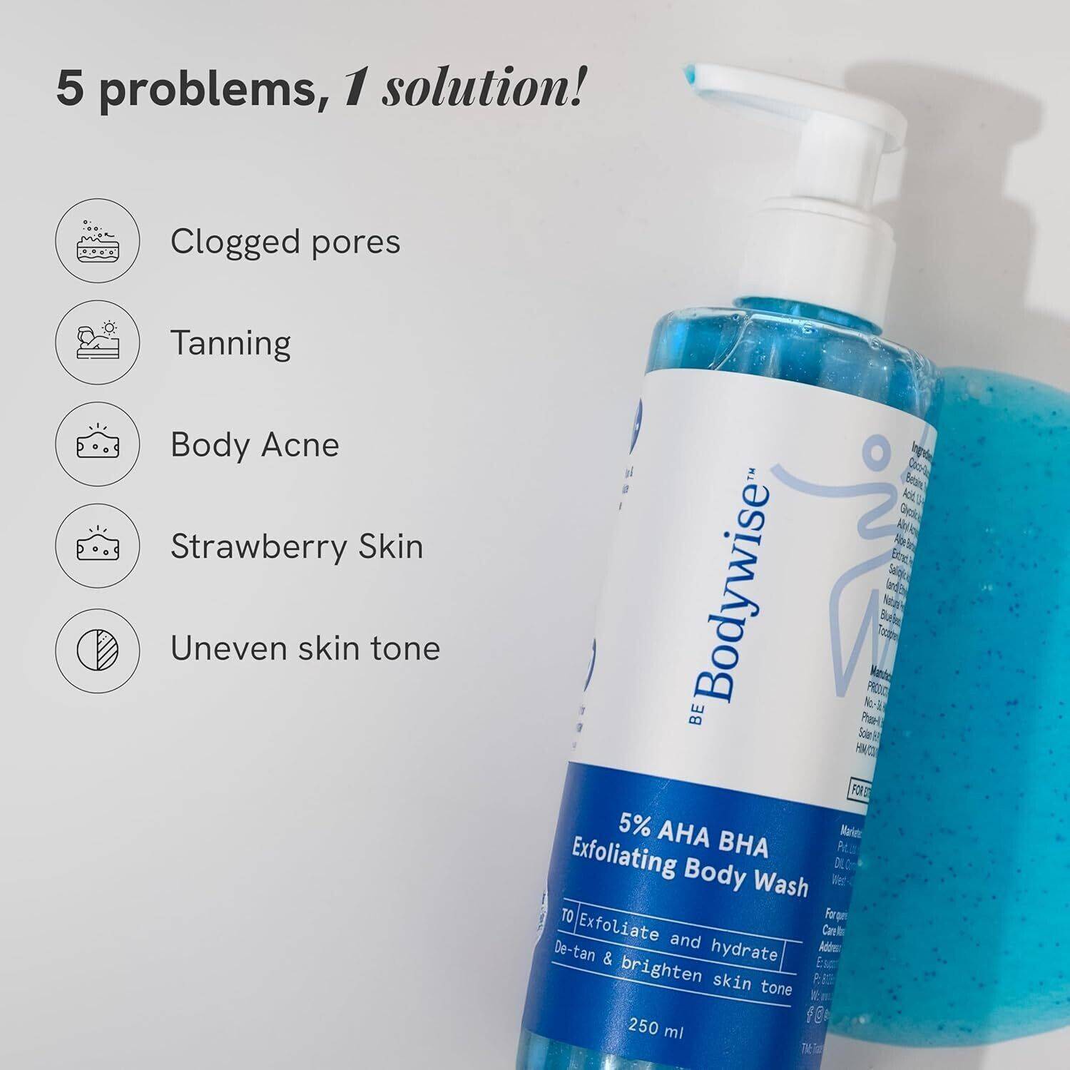 Be Bodywise 5% AHA 1% Salicylic Acid Detan Body Wash 250 ml - Image 3