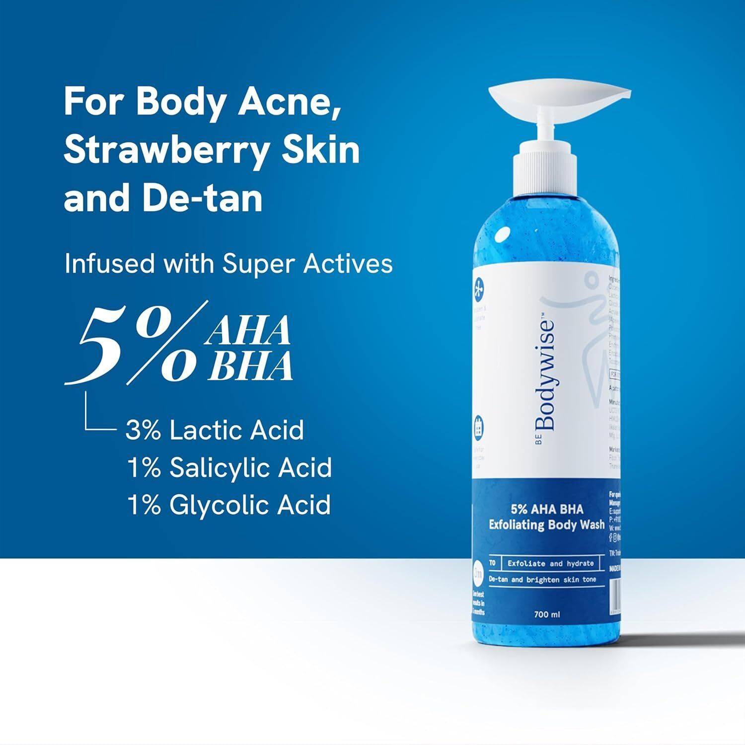 Be Bodywise 5% AHA Detan Exfoliating Body Wash 250ml - Image 4