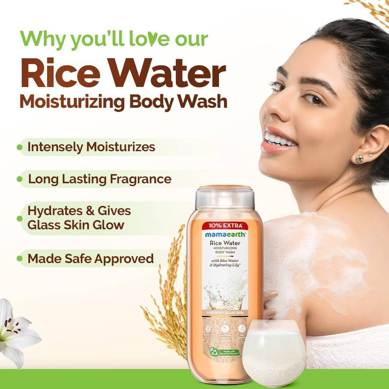 Mamaearth Rice Water Moisturizing Body Wash 100ml - Image 2