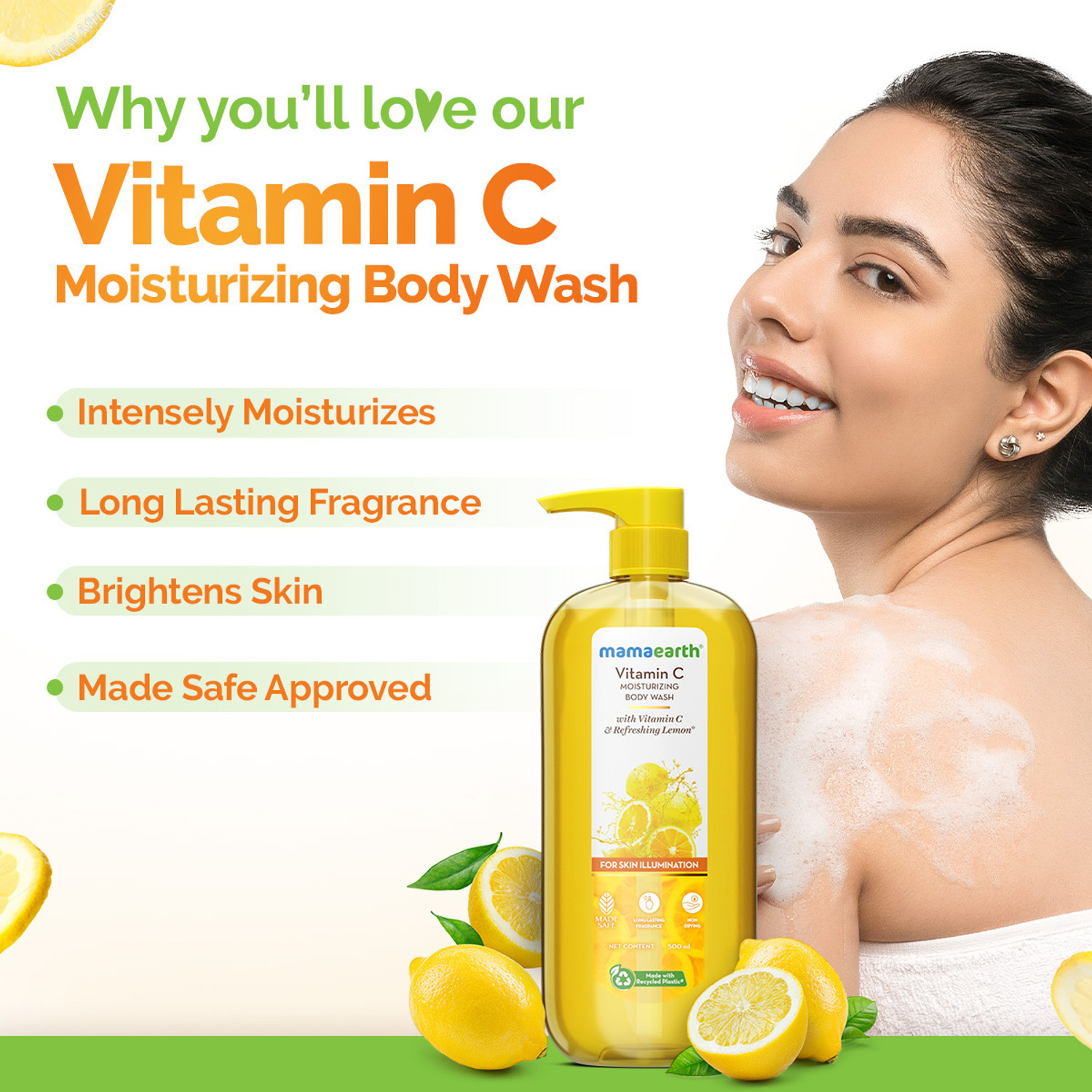 Image of Mamaearth Vitamin C Moisturizing Body Wash with Vitamin C & Refreshing Lemon Scent