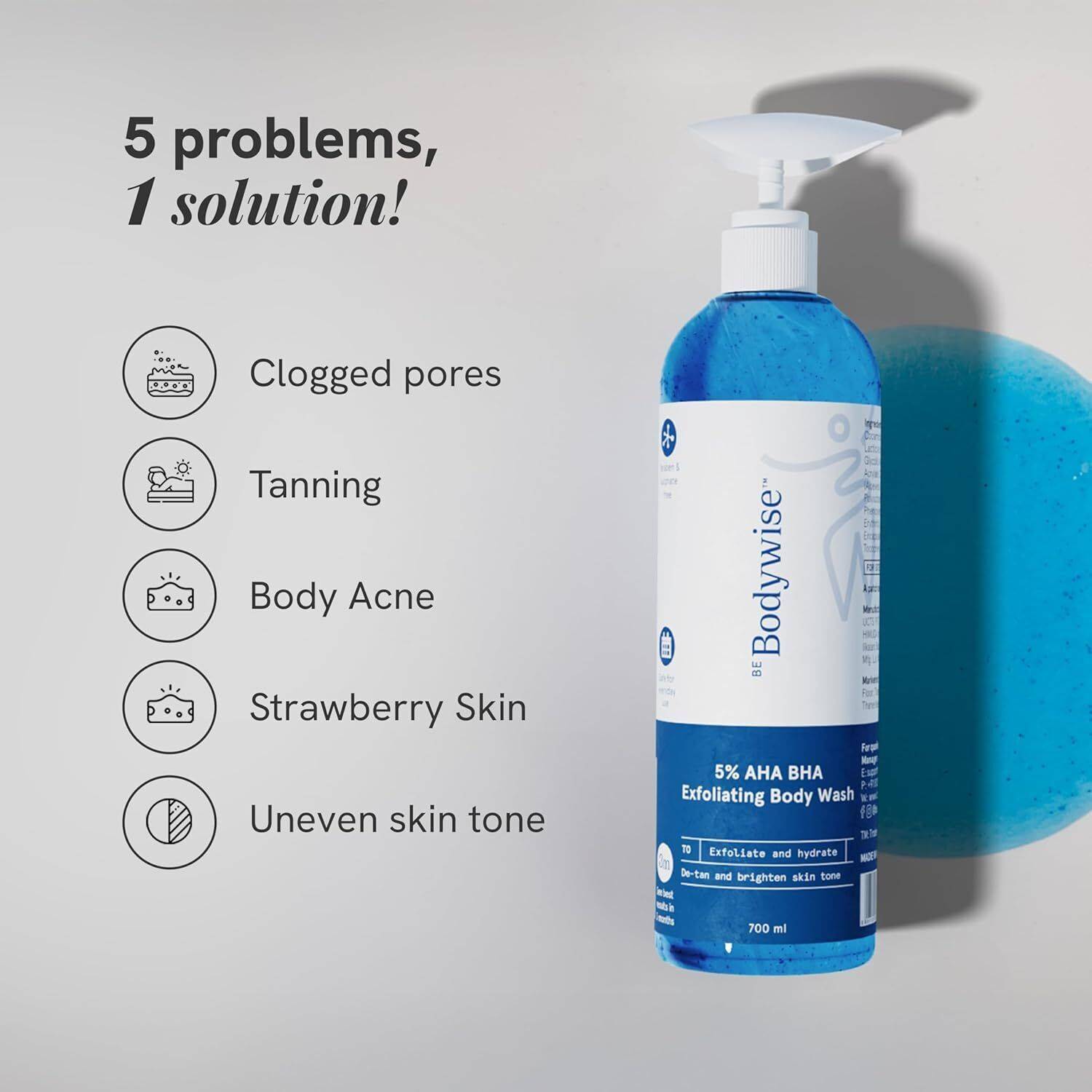 Be Bodywise 5% AHA Detan Exfoliating Body Wash 250ml - Image 5