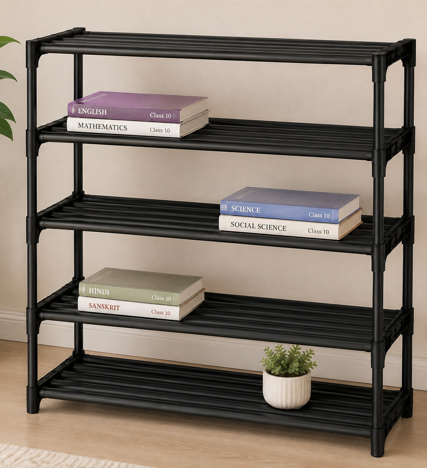 Image of Zyra 4 Tier Plastic Multipurpose Bookshelf & Storage Rack Organizer for Home Plastic Open Book Shelf