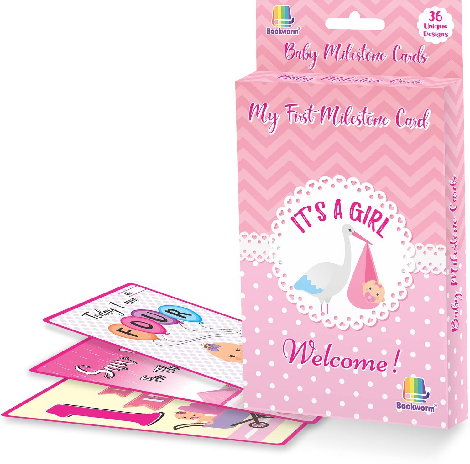 bookworm Baby milestone card Girl Greeting Card