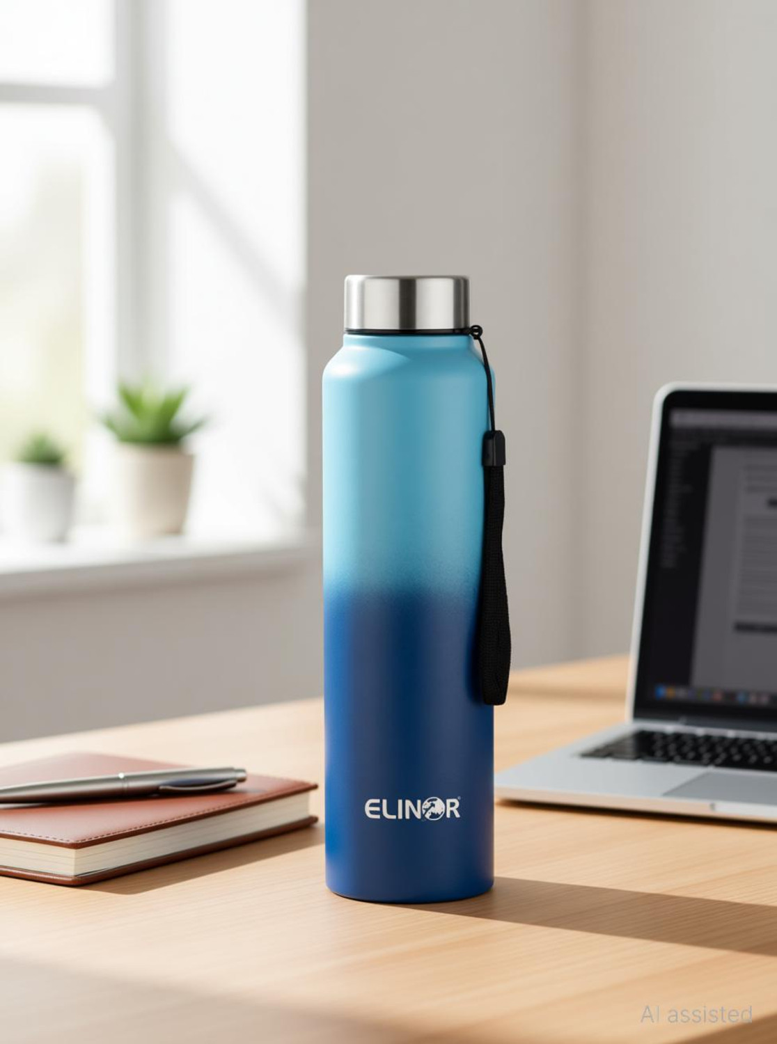 Image of ELINOR SINGLE WALL STAINLESS STEEL BOTTLE LEAK-PROOF BOTTLE DOUBLE COLOUR STEEL BOTTLE 1000 ml Steel Bottle