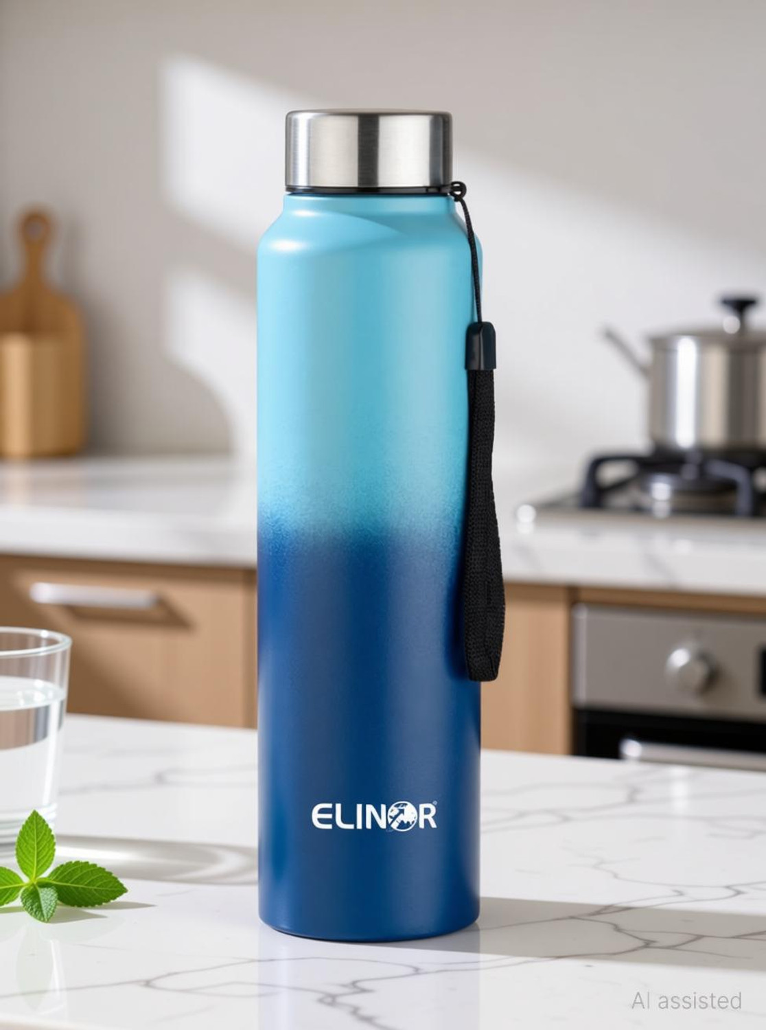Image of ELINOR SINGLE WALL STAINLESS STEEL BOTTLE LEAK-PROOF BOTTLE DOUBLE COLOUR STEEL BOTTLE 1000 ml Steel Bottle