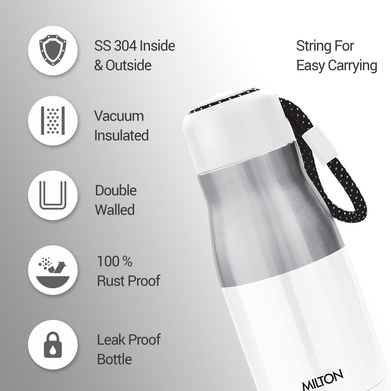 Image of MILTON EMINENT-400 Thermosteel Vacuum Insulated Stainless Steel Hot & Cold Water Bottle 369 ml Steel Flask