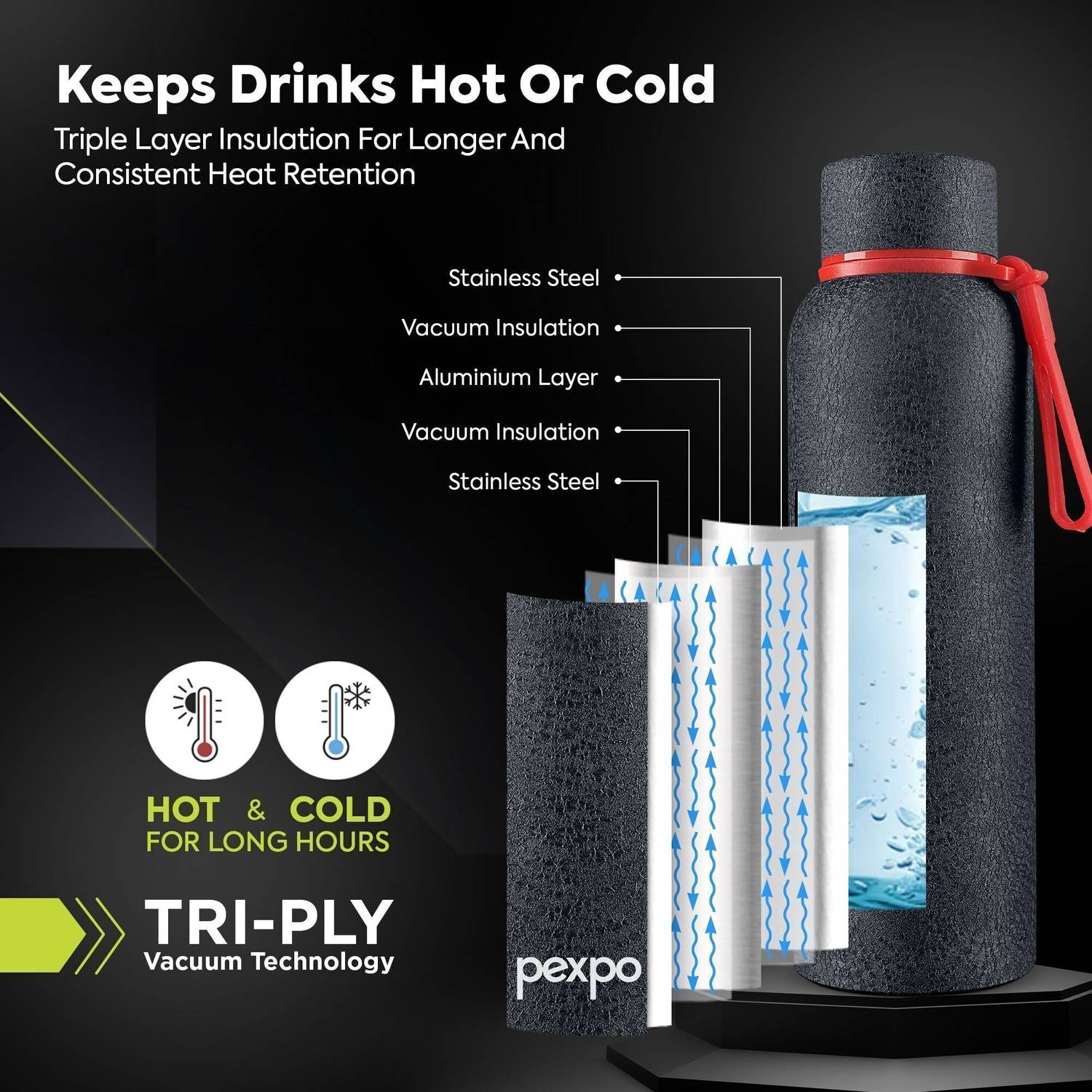 Go24 Bravo 500 ml Stainless Steel Flask - Image 2