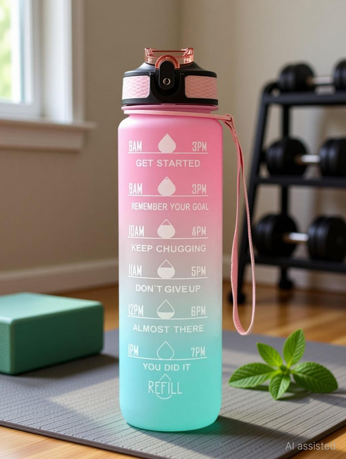 Image of SC CREATION Motivational Sipper Bottle with Time Measuring Non Toxic 1 ltr 1000 ml Plastic Bottle