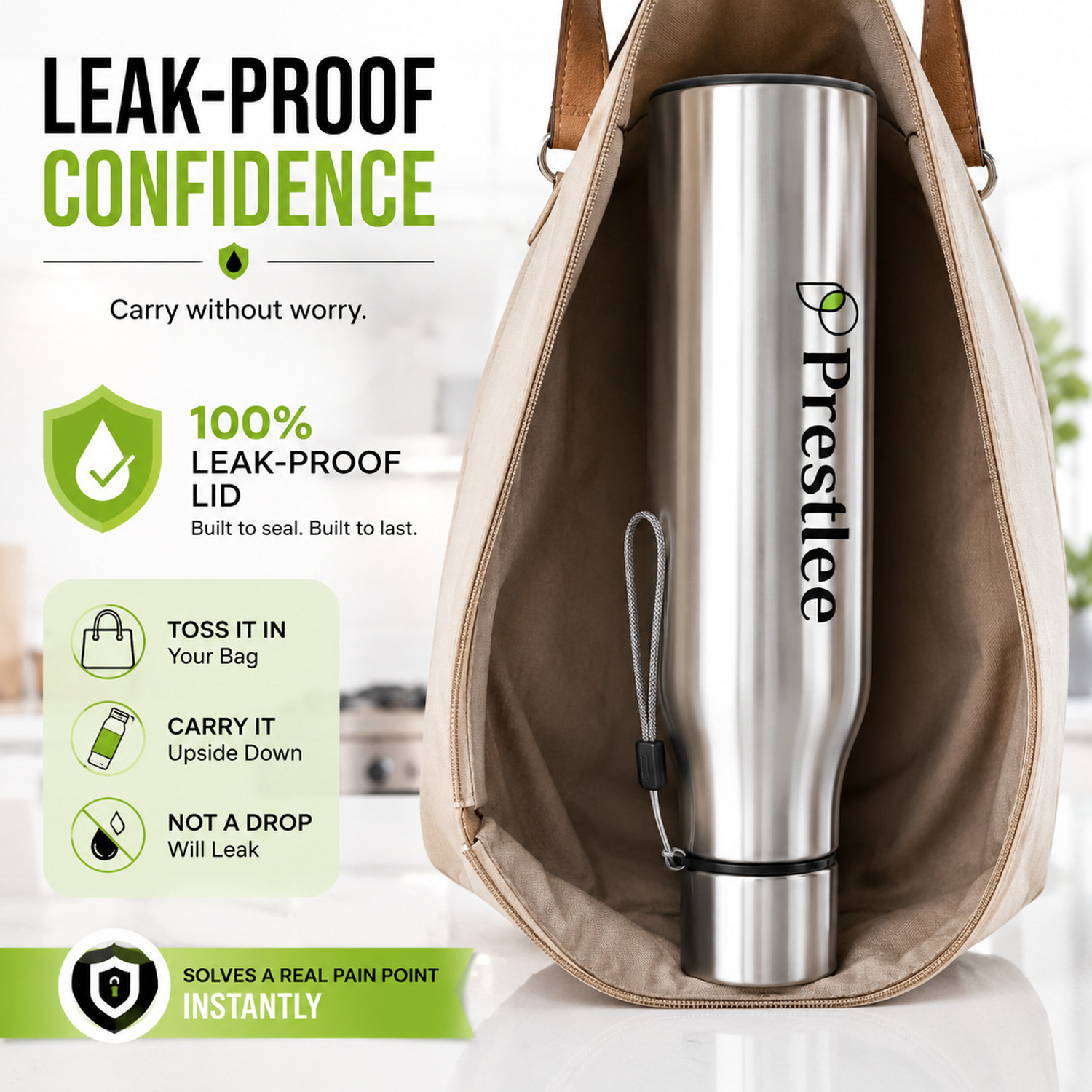 Image of Prestlee Tag Stainless Steel Water Bottle 1000 ML (2 SET) 2000 ml Steel Bottle