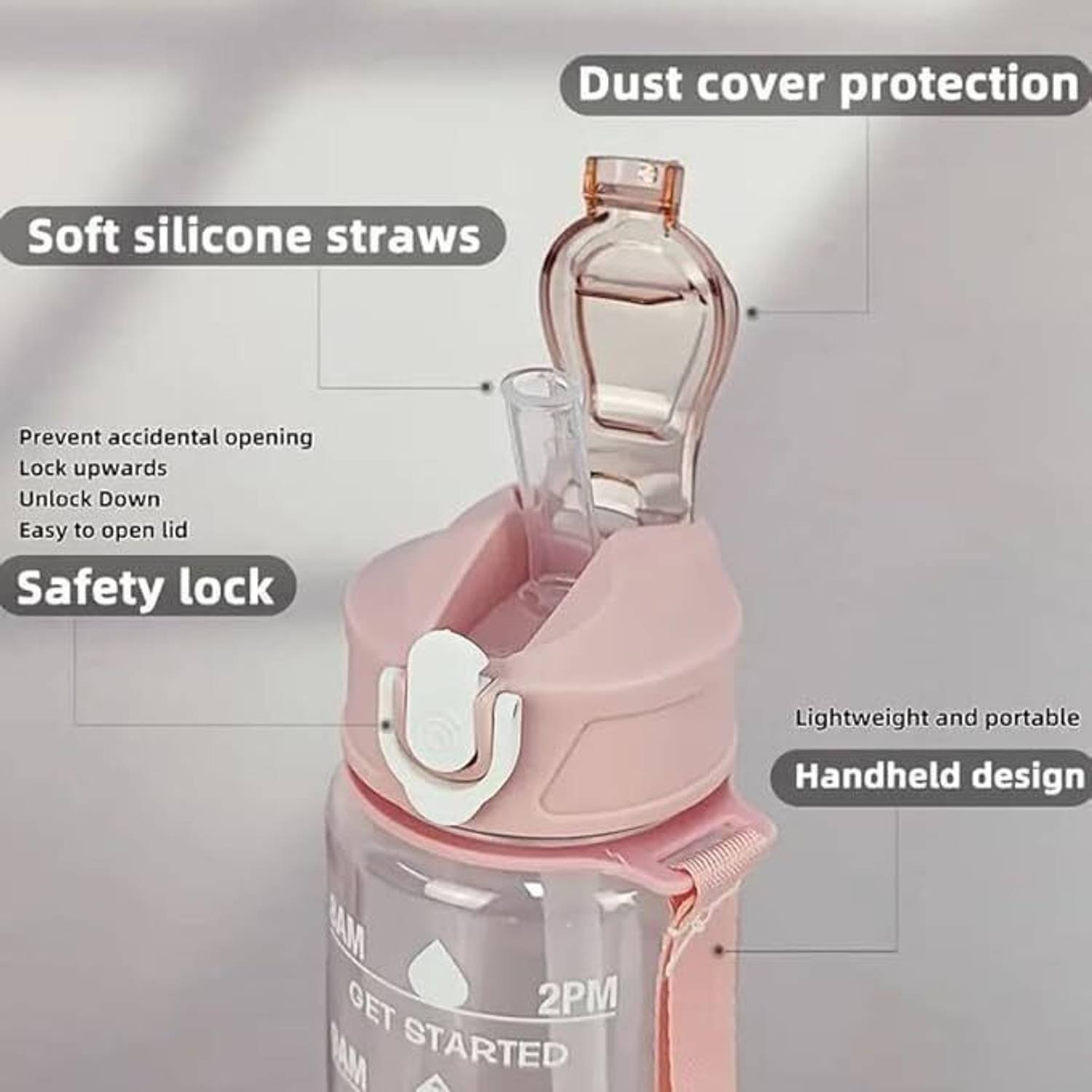 ThirstJoy 900ml Motivational Water Bottle with Time Marker - Image 2