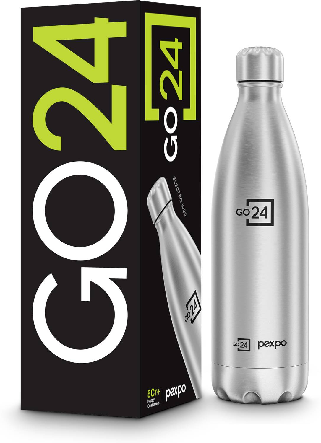 Go24 Electro 1000, Hot&Cold ISI Certified Thermosteel Water Bottle, Leakproof 980 ml Stainless Steel Flask
