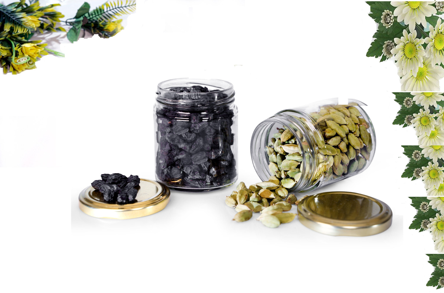 Image of Panel's Pack of 6 Glass Grocery Container - 200 ml Gold
