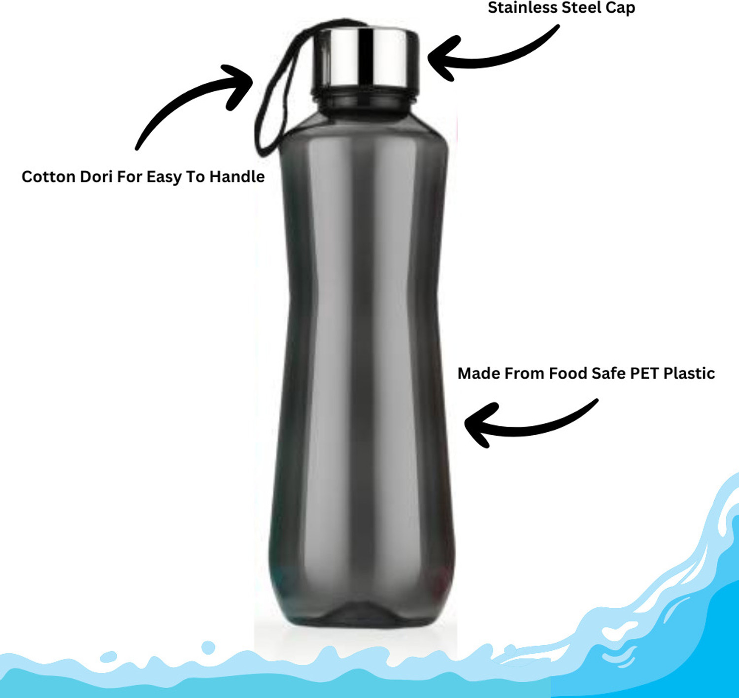 Image of QUPSY H2o Fridge Water Bottle set for School, Collage, Office, Kitchen Bottle Set 6 1000 ml Plastic Bottle