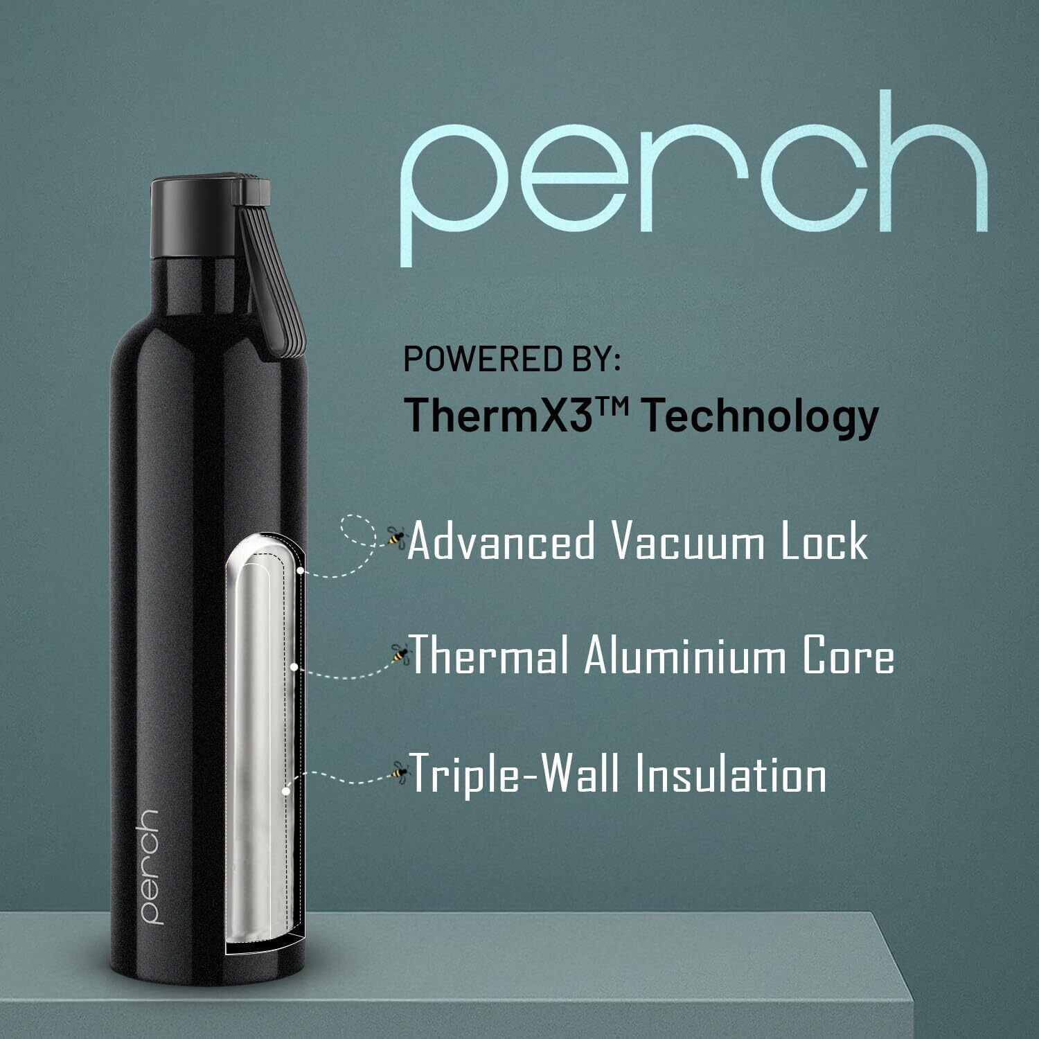 Image of PERCH Oasis Pro Insulated Steel Water Bottle | ISI Certified Hot & Cold Thermosteel 760 ml Steel Flask