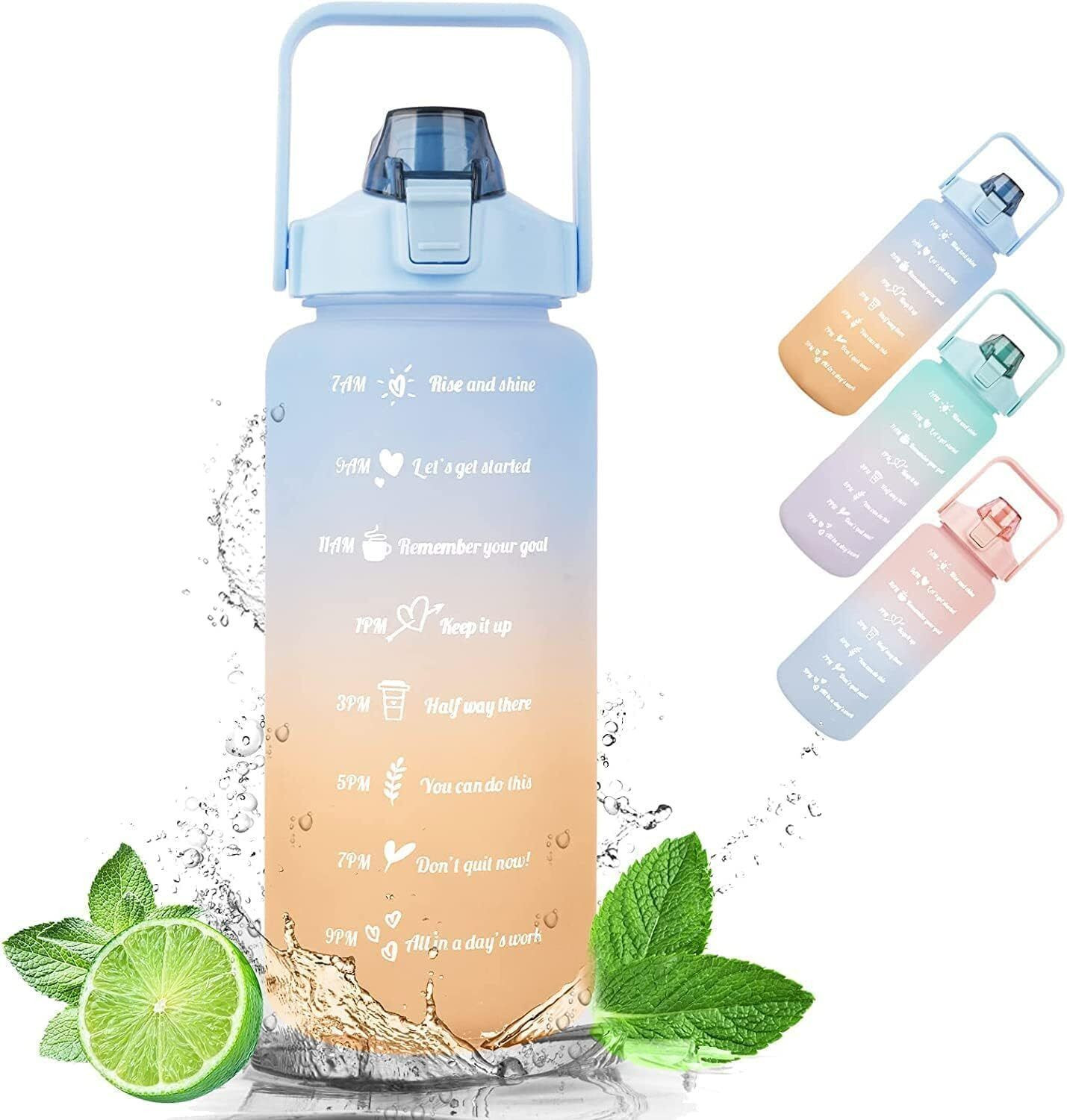 Image of JTG Set Of 3 Water Bottle 2000ML, 900ML, 300ML With Motivational Time Marker 3200 ml Plastic Bottle
