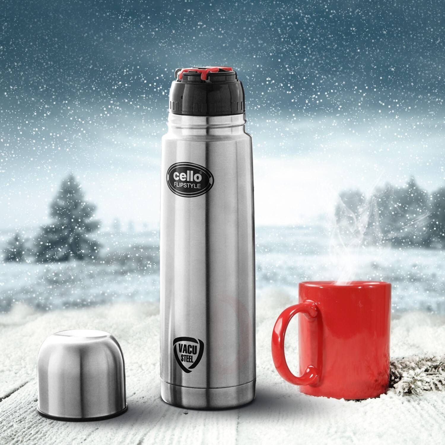 cello S.S Flip Style 750 ml Stainless Steel Flask