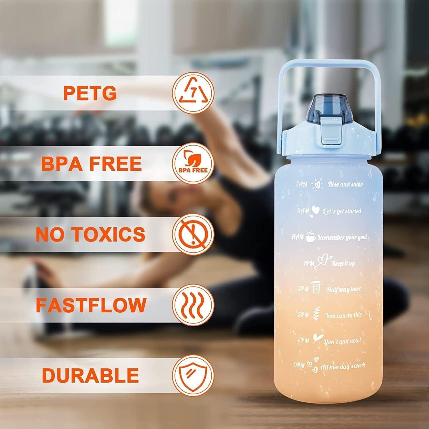 Image of JTG Set Of 3 Water Bottle 2000ML, 900ML, 300ML With Motivational Time Marker 3200 ml Plastic Bottle