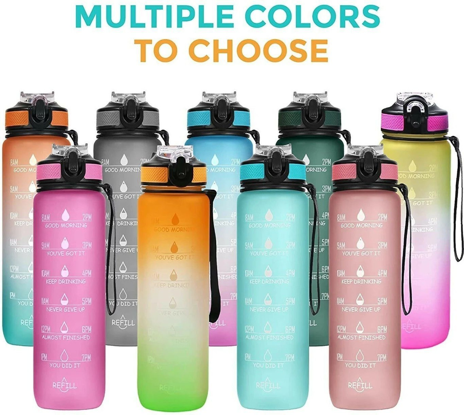Image of SC CREATION Motivational Sipper Bottle with Time Measuring Non Toxic 1 ltr 1000 ml Plastic Bottle