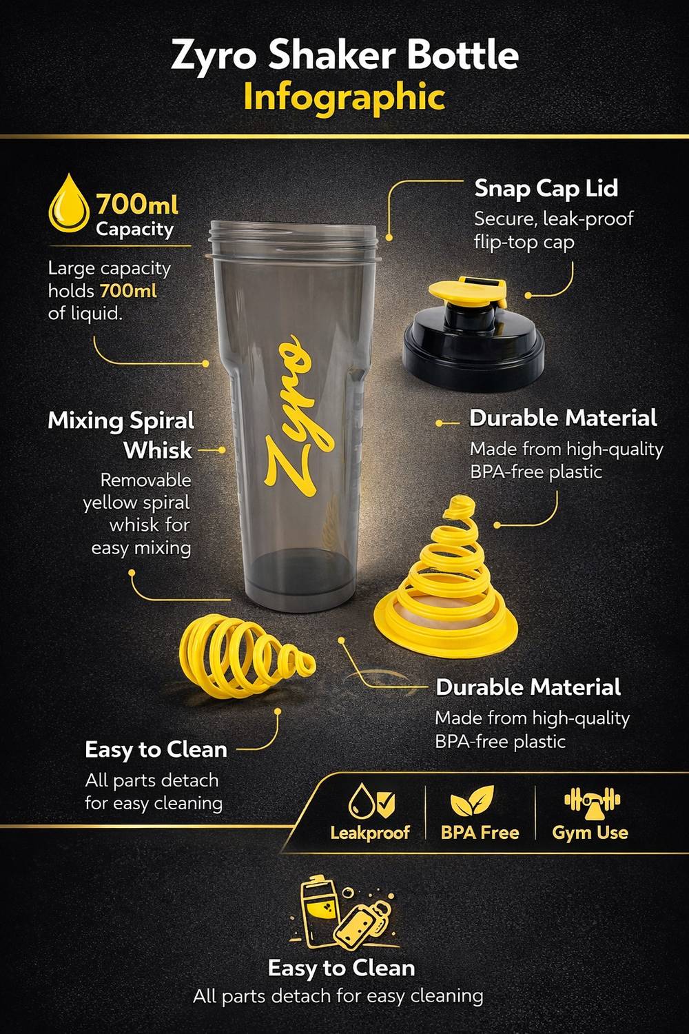 ZYRO Cyclone Blender Shaker 700 ml - Image 4