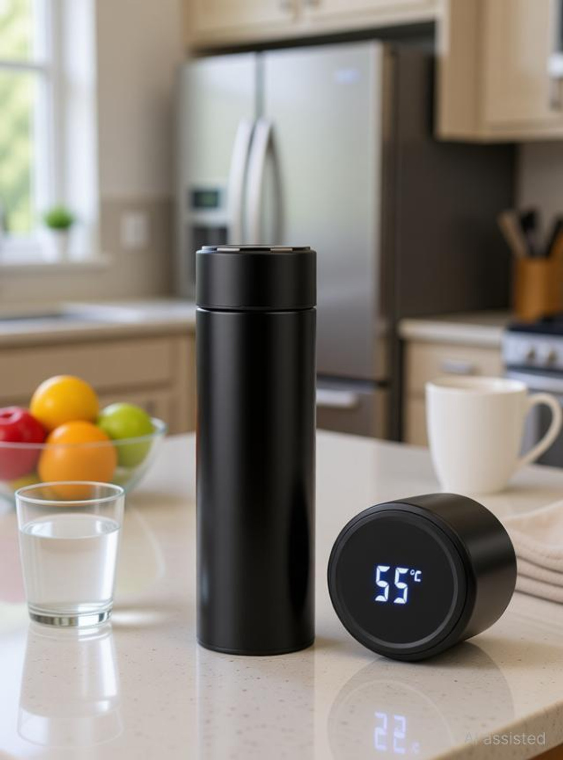 Image of ICONIX Temperature Bottle for Hot & Cold Drink BPA Free Leakproof Black 500 ml Steel Bottle
