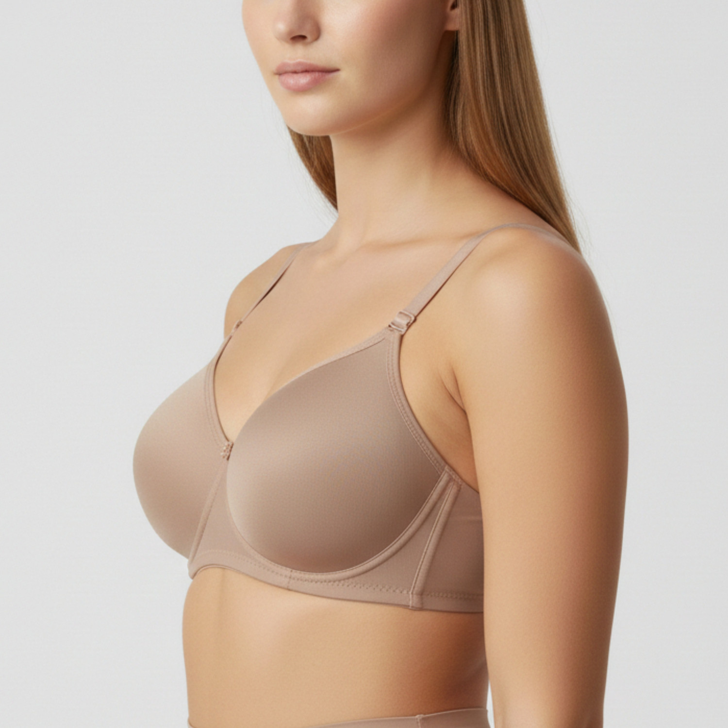 Image of Lencho Pack of 2 Women T-Shirt Lightly Padded Bra (Grey, Beige)