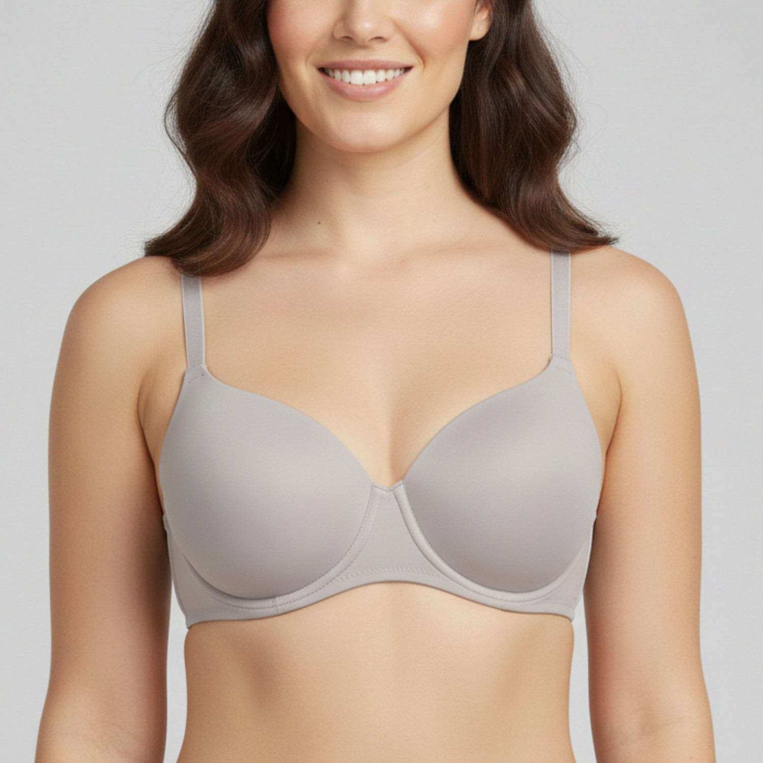 Image of Lencho Pack of 2 Women T-Shirt Lightly Padded Bra (Grey, Beige)
