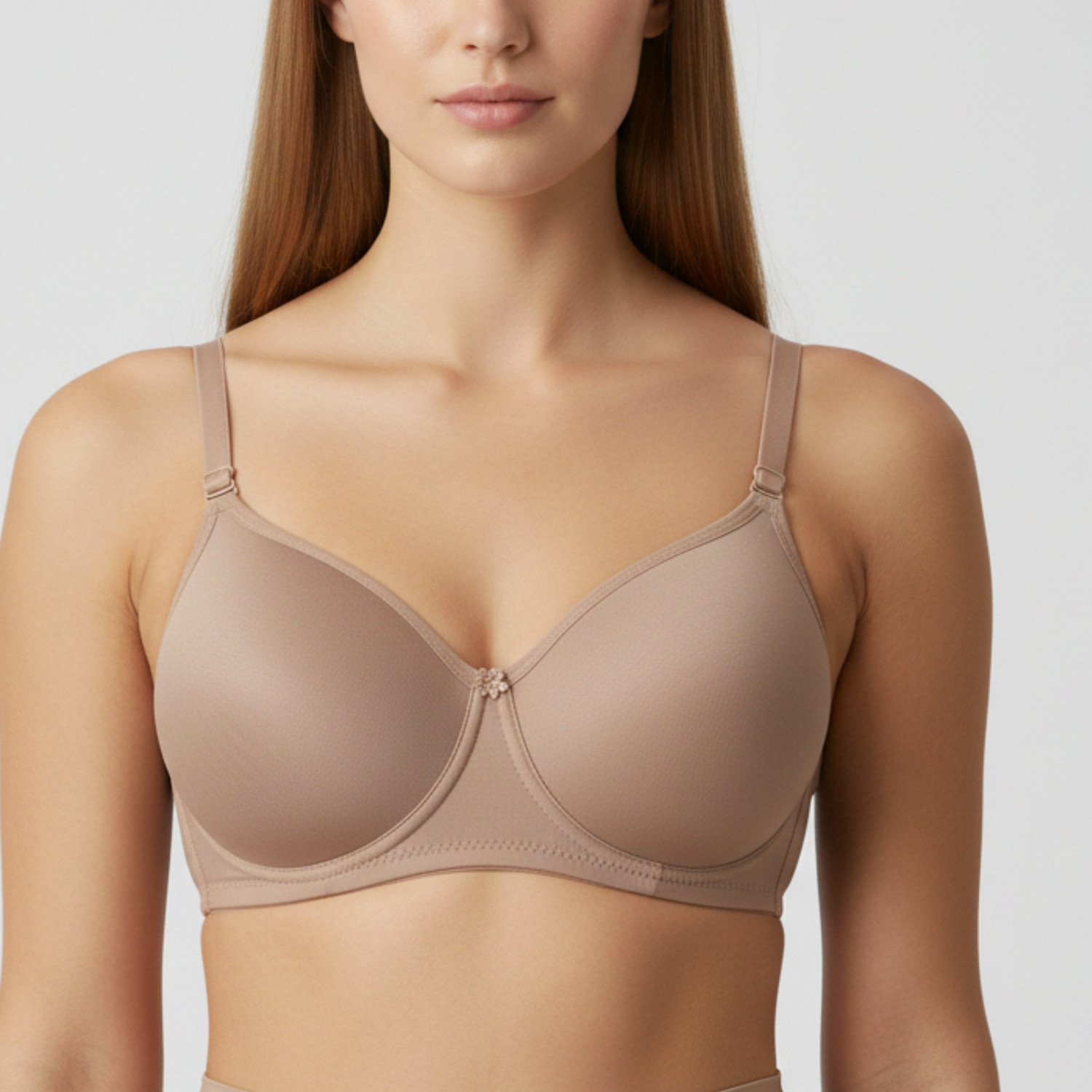 Image of Lencho Pack of 2 Women T-Shirt Lightly Padded Bra (Grey, Beige)